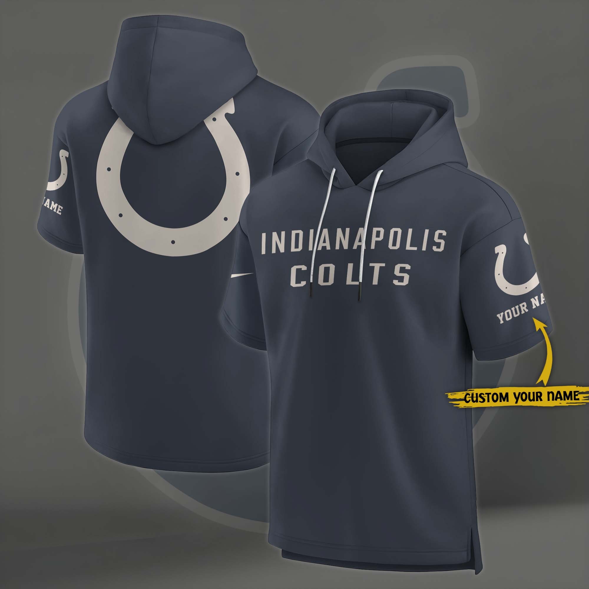 Indianapolis Colts Elements Future Ground Lettering Short Sleeve Pullover Hoodie Custom Name, Gifts For Football Lovers EHIVM 03051158