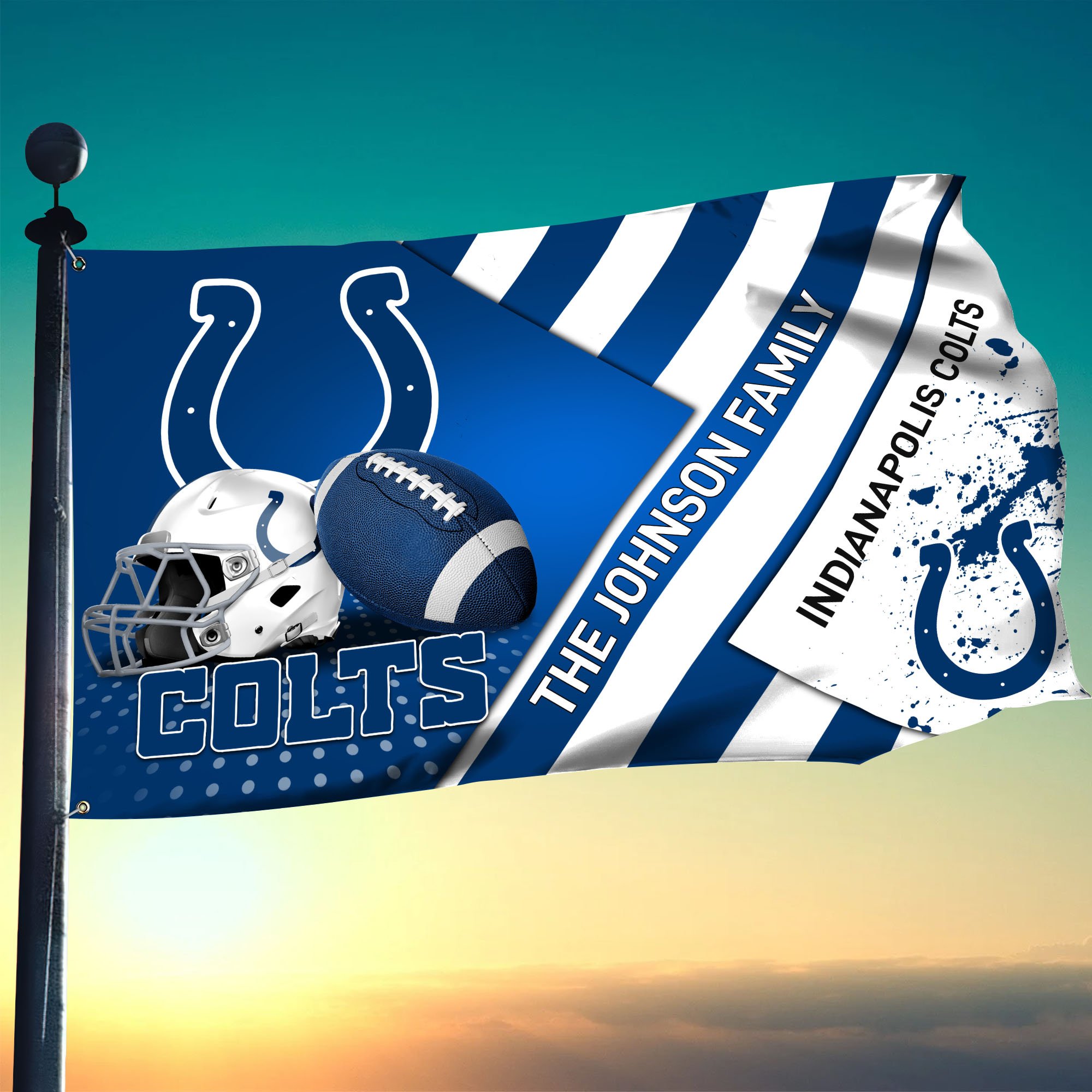 Indianapolis Colts Flag 3X5ft 4X6ft Custom Your Family Name, Sport Team Flag, Sport Gifts