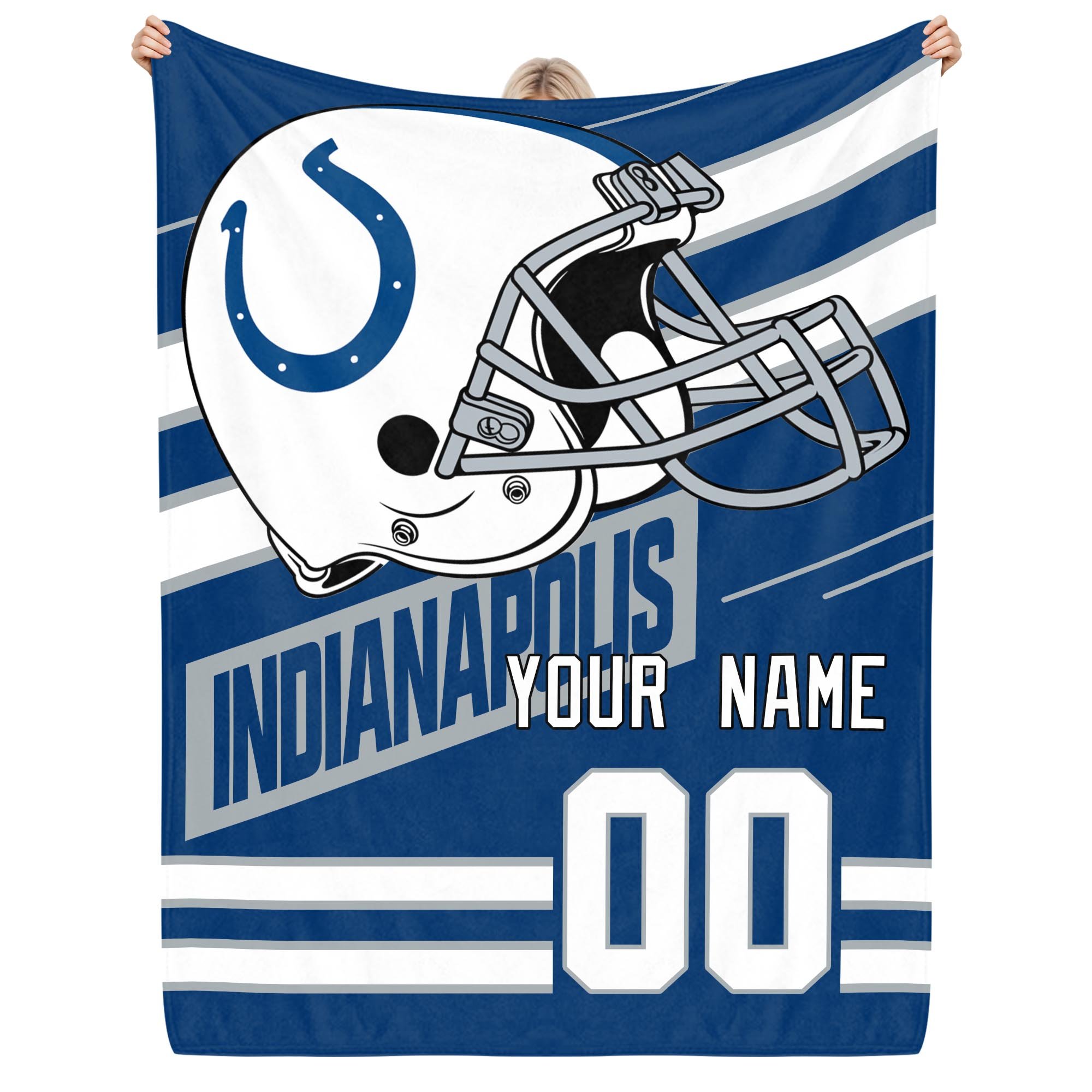Indianapolis Colts Fleece Blanket Custom Name And Number, Sport Blanket For Fans
