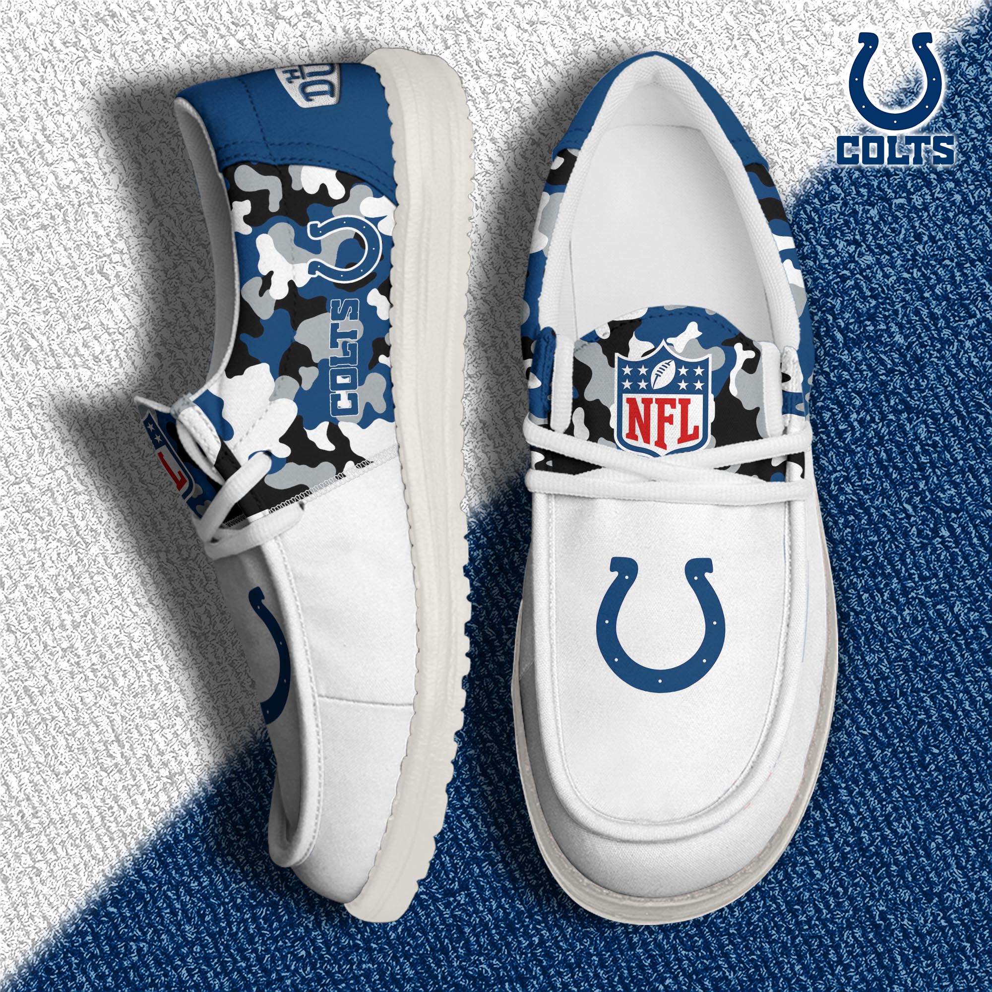 Indianapolis Colts Football Hey Dude Canvas Loafer Shoes Custom Your Name, Sport Shoes For Fan, Fan Gifts