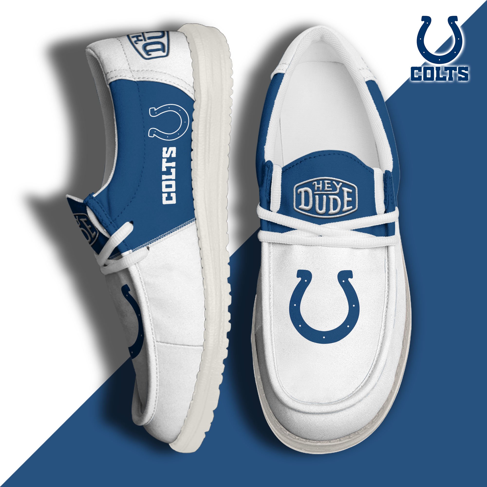 Indianapolis Colts Football Hey Dude Canvas Loafer Shoes Custom Your Name, Sport Shoes For Fan, Fan Gifts