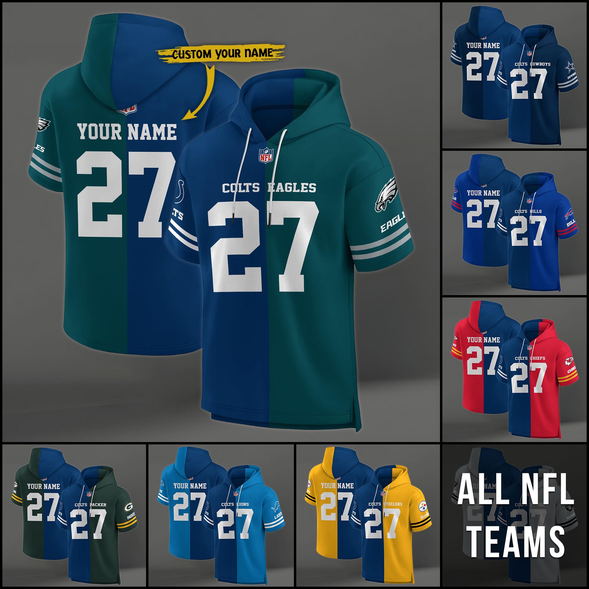 Indianapolis Colts House Divided Hoodie Custom Name, Number And Team, Hoodie For Football Fans