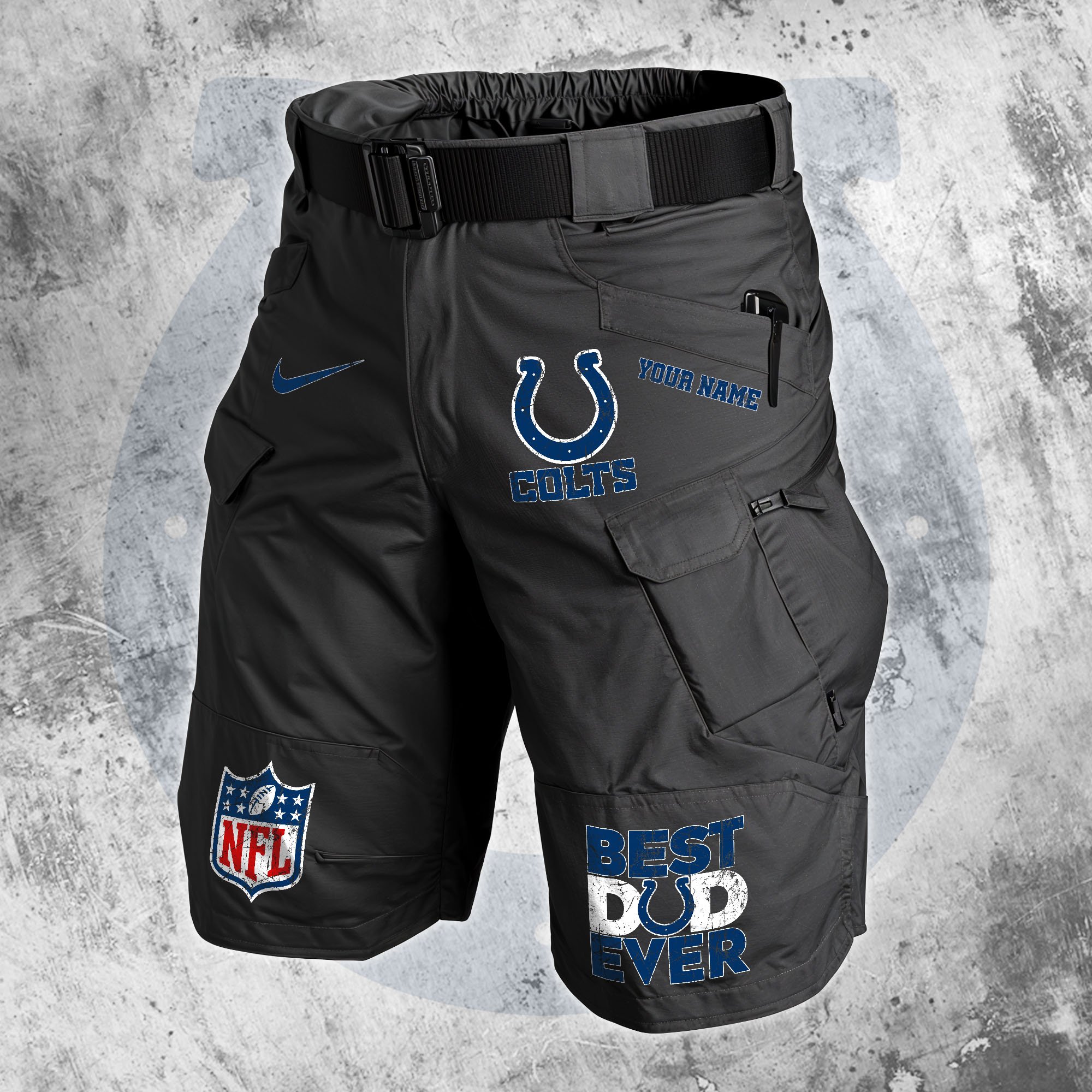 Indianapolis Colts Men Cargo Shorts Custom Your Name, Football Lovers Clothings, Fathers Day Gifts 