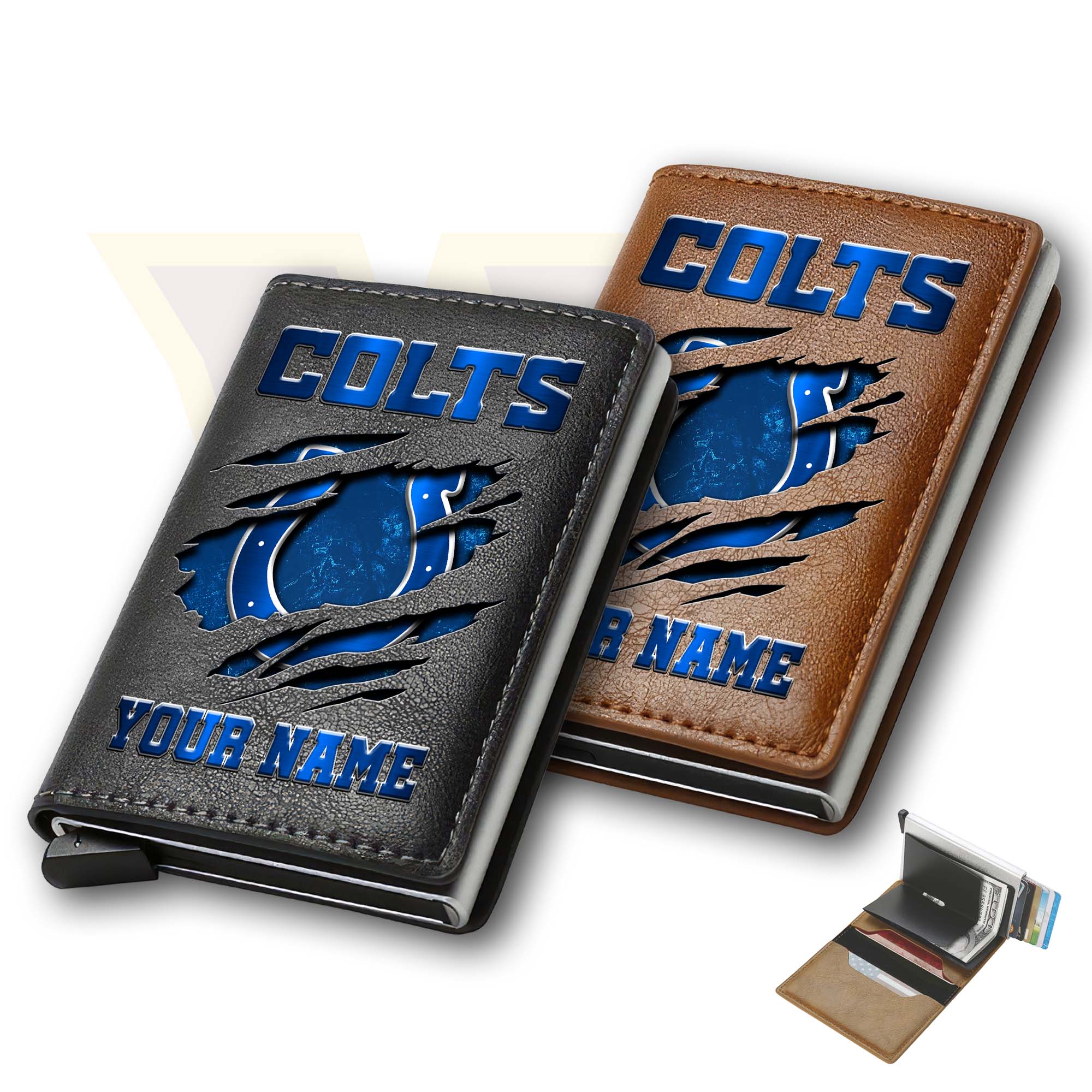 Indianapolis Colts Men Wallet Custom Your Name, Football Team Men Wallet For Fans, Gifts For Football Lovers