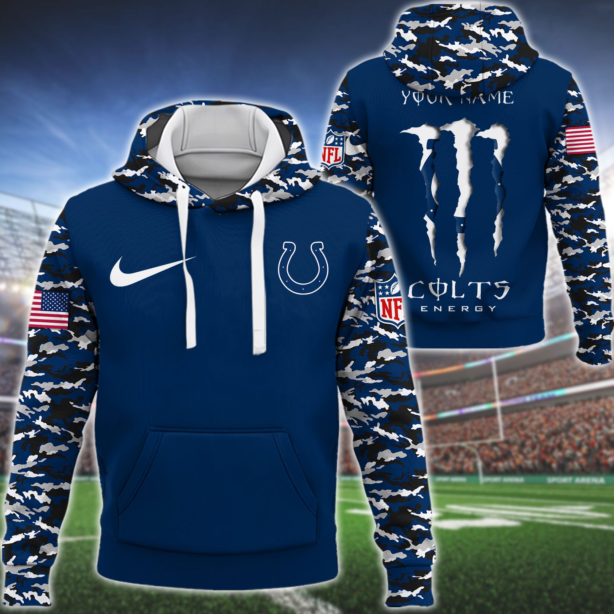 Indianapolis Colts NFL Swoosh Camo Pullover Hoodie GHW3049
