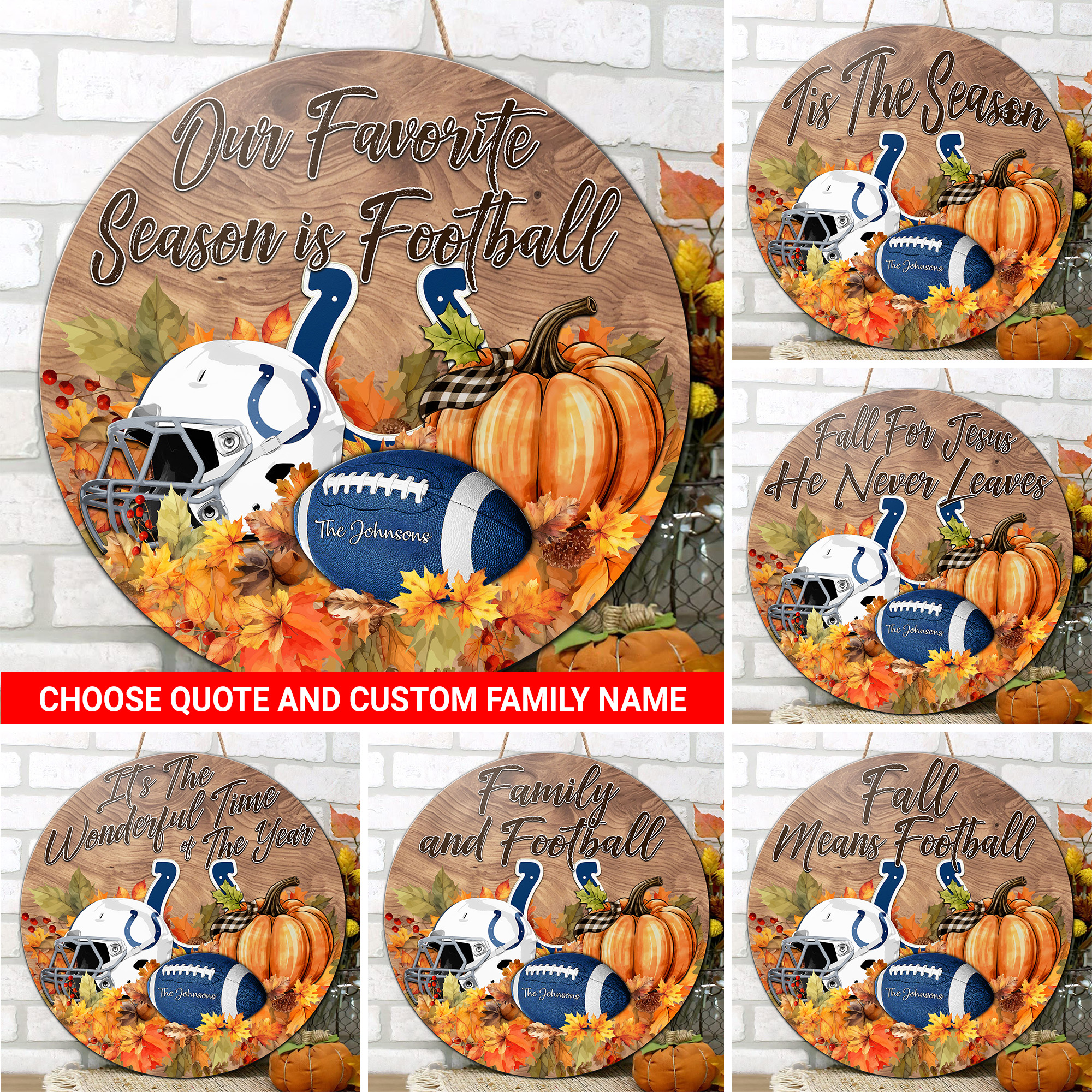 Indianapolis Colts Shape Wooden Sign Custom Your Family Name And Choose Your Quotes, Sport Sign