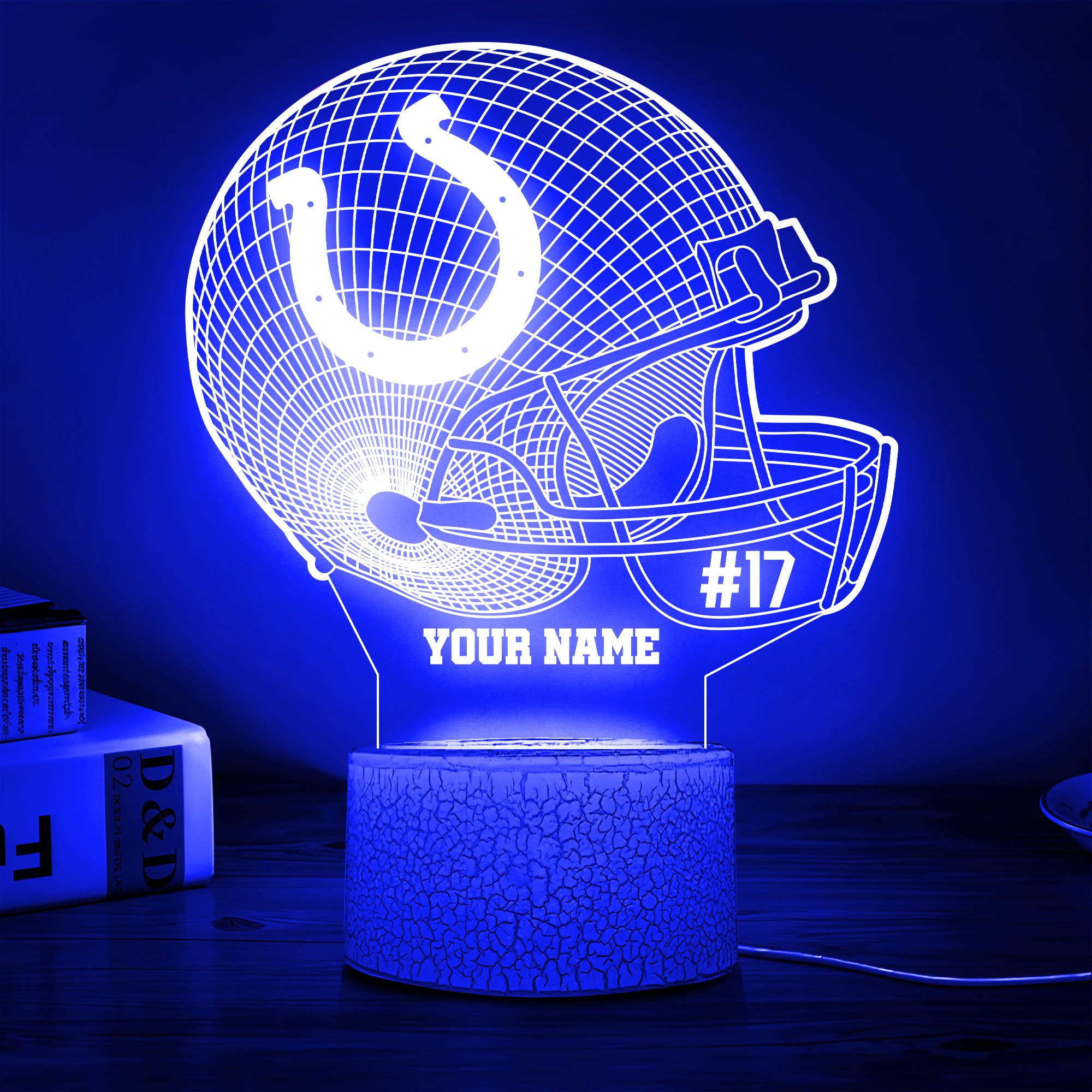Indianapolis Colts Team 3D Led Lamp Custom Name And Year, Sport Lamp, Home Decor 