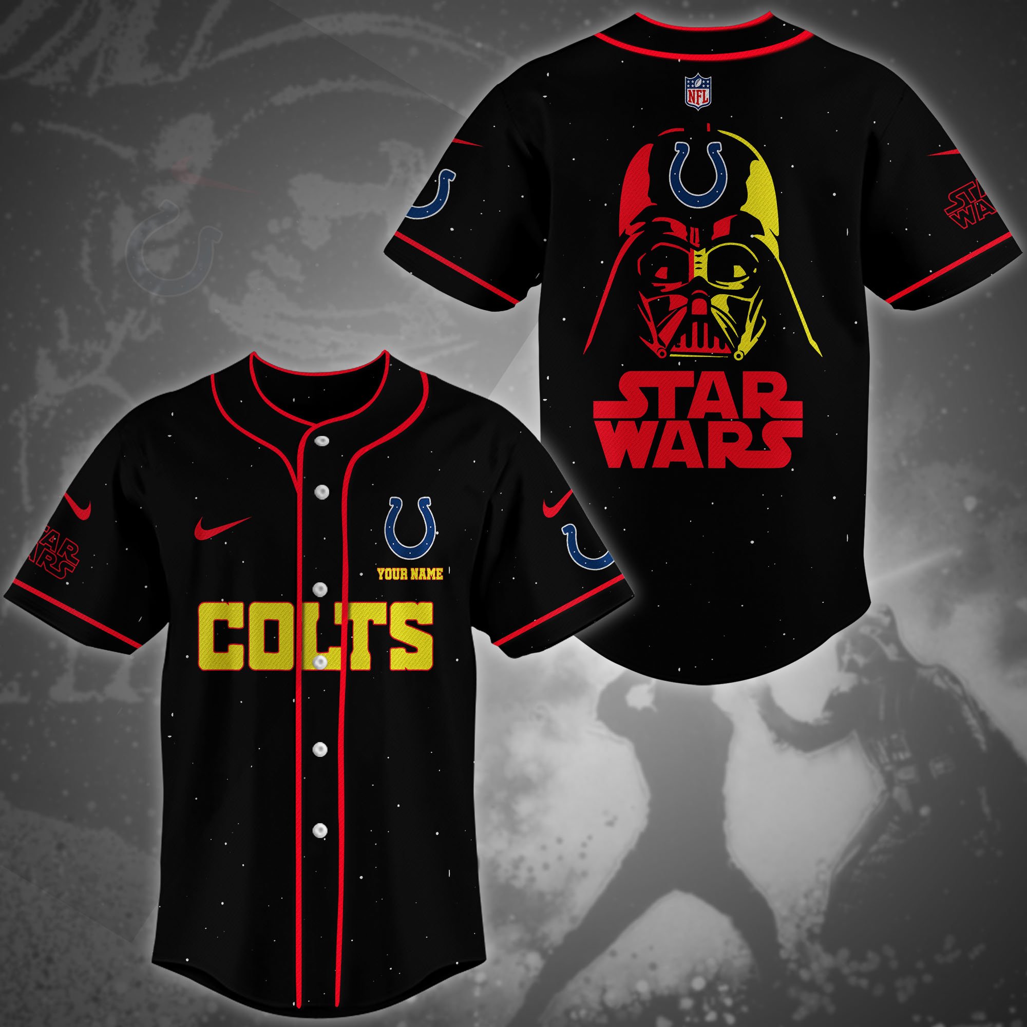 Indianapolis Colts Team And Star Wars Baseball Shirt Custom Name, Sport Shirts For Fan, Sport Gifts