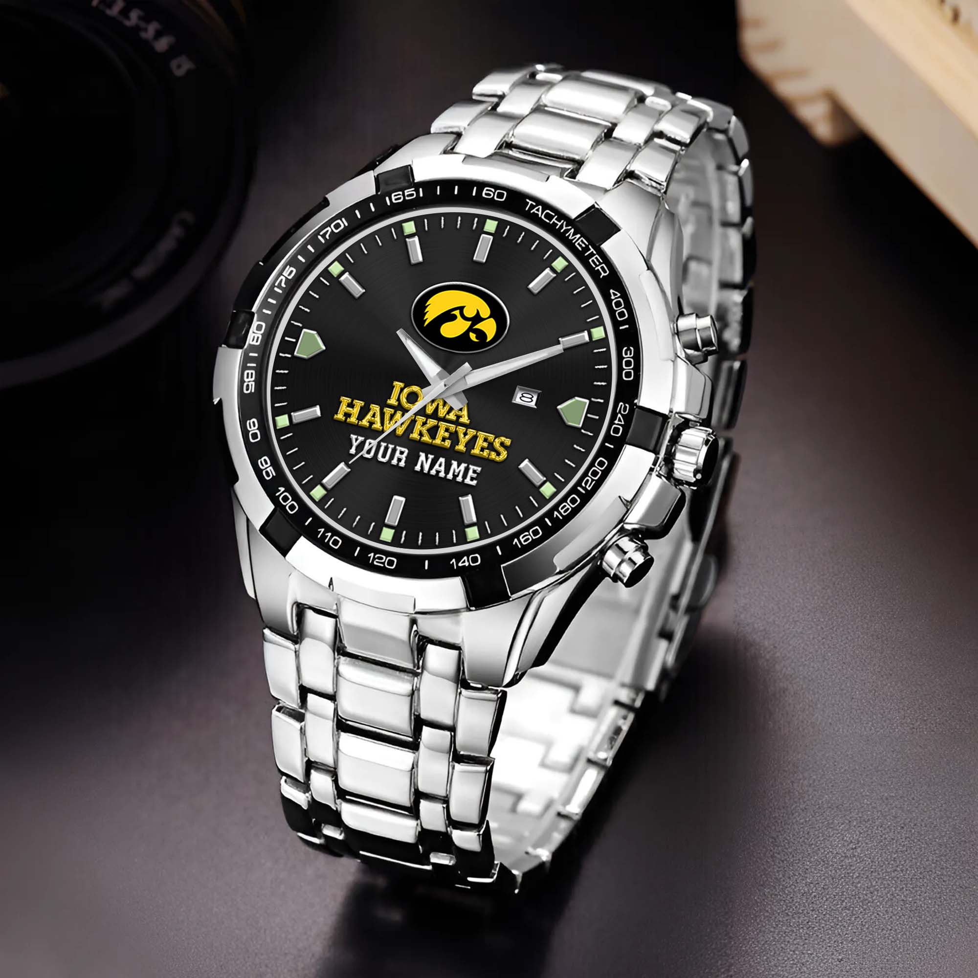 Iowa Hawkeyes Alloy Men Quartz Watch Custom Your Name, Sport Men Watch, Football Fan Gifts