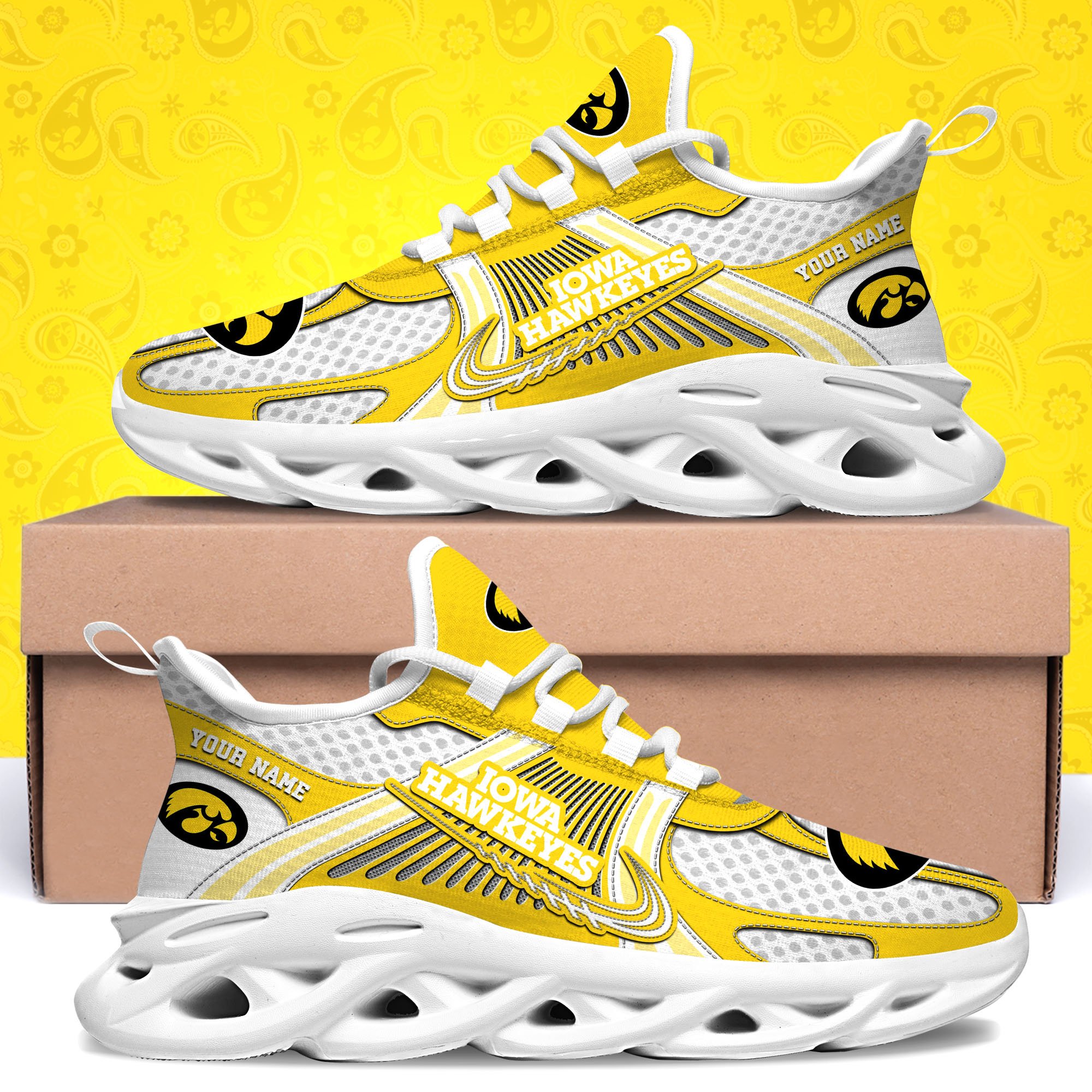 Iowa Hawkeyes Clunky Sneakers Custom Your Name, Sport Sneakers, Sport Gifts For Fan, Gifts For Him