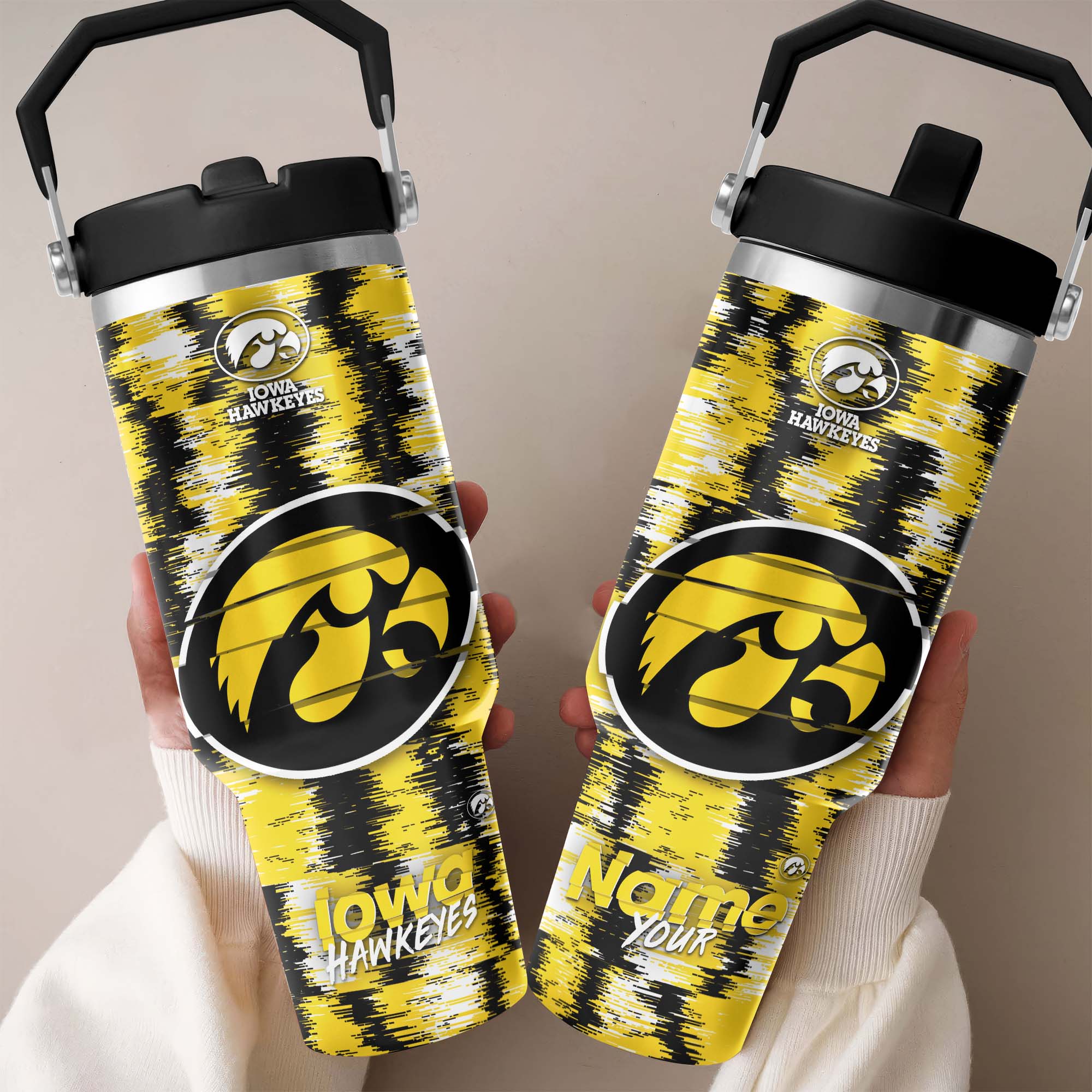 Iowa Hawkeyes Flip Straw 30Oz Tumbler Custom Your Name, Sport Flip Straw 30Oz Tumbler, Fan Gifts