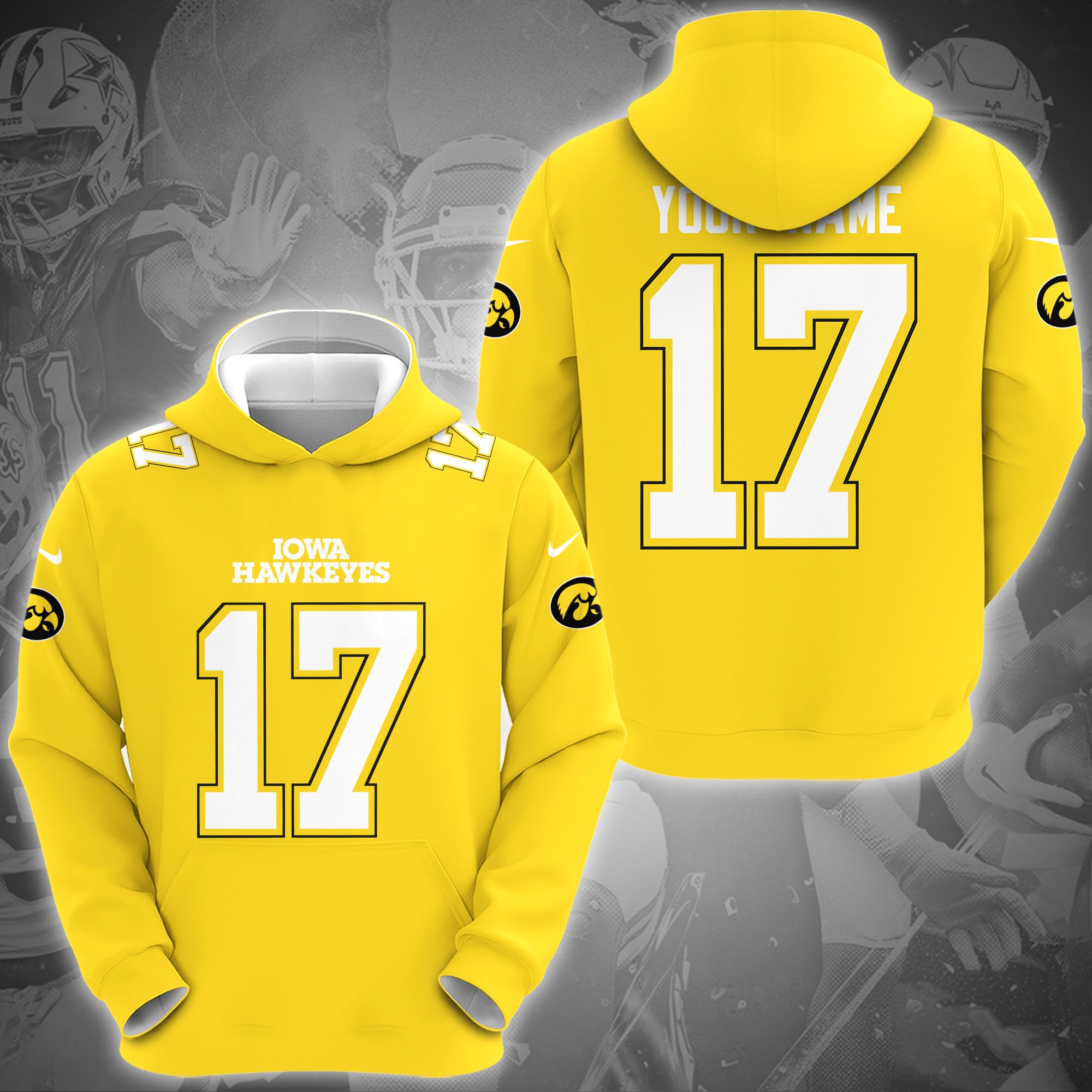 Iowa Hawkeyes Hoodie Custom Name And Number, Sport Gifts For Fan