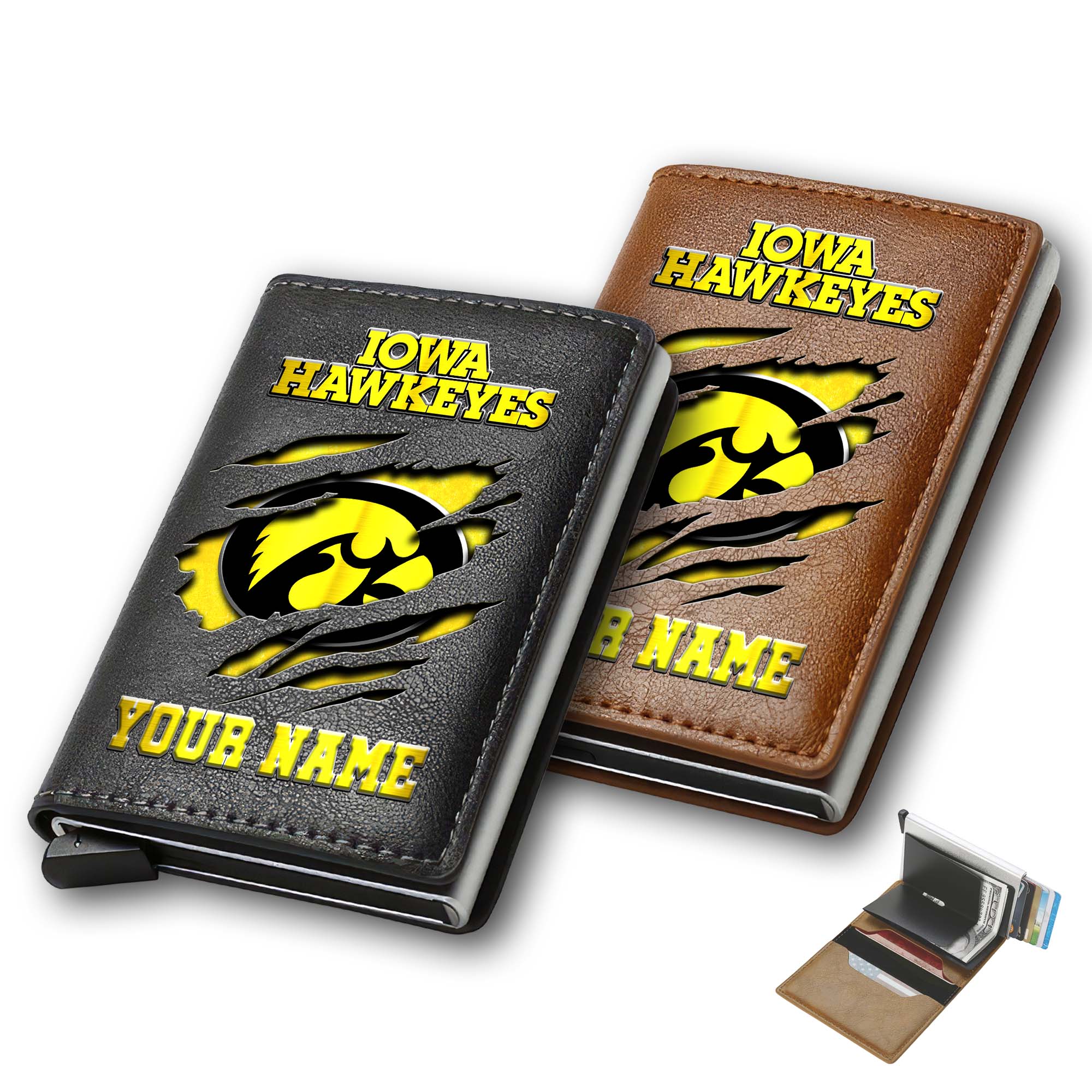 Iowa Hawkeyes Men Wallet Custom Your Name, Football Team Men Wallet For Fans, Gifts For Football Lovers