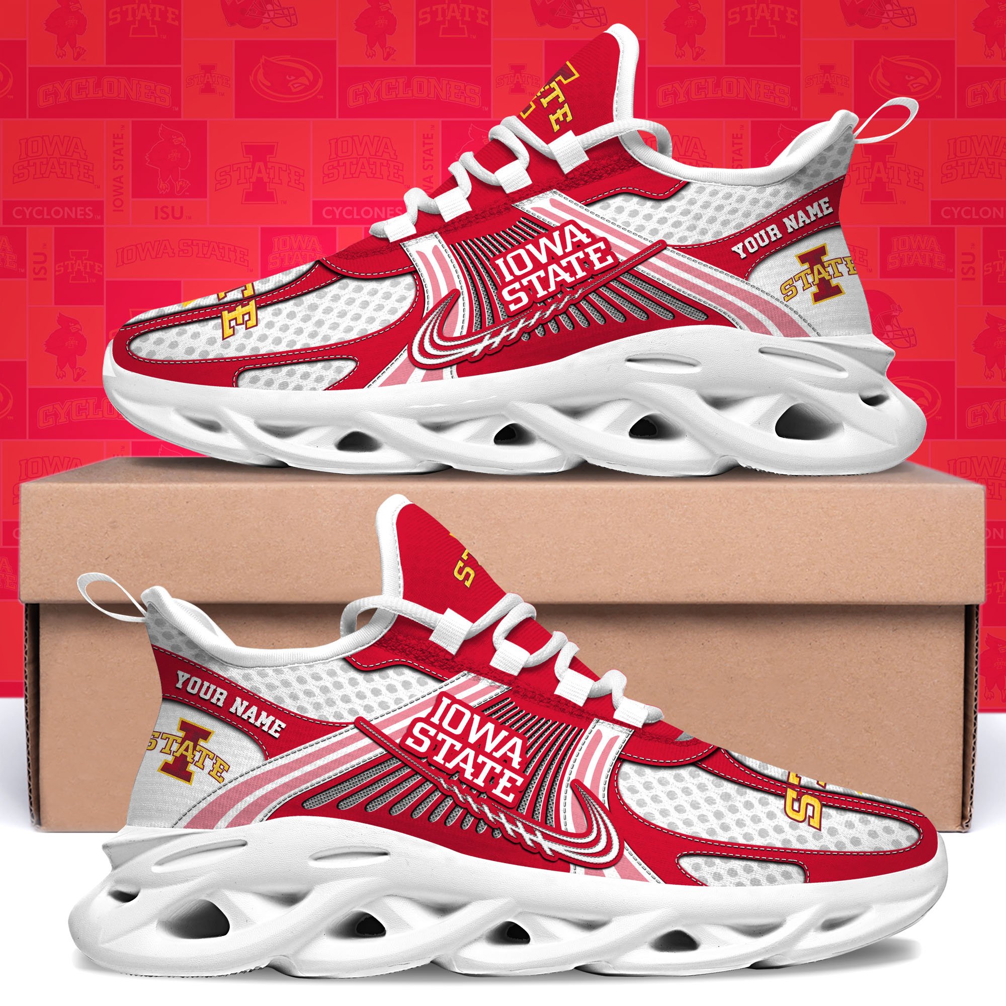Iowa State Cyclones Clunky Sneakers Custom Your Name, Sport Sneakers, Sport Gifts For Fan, Gifts For Him