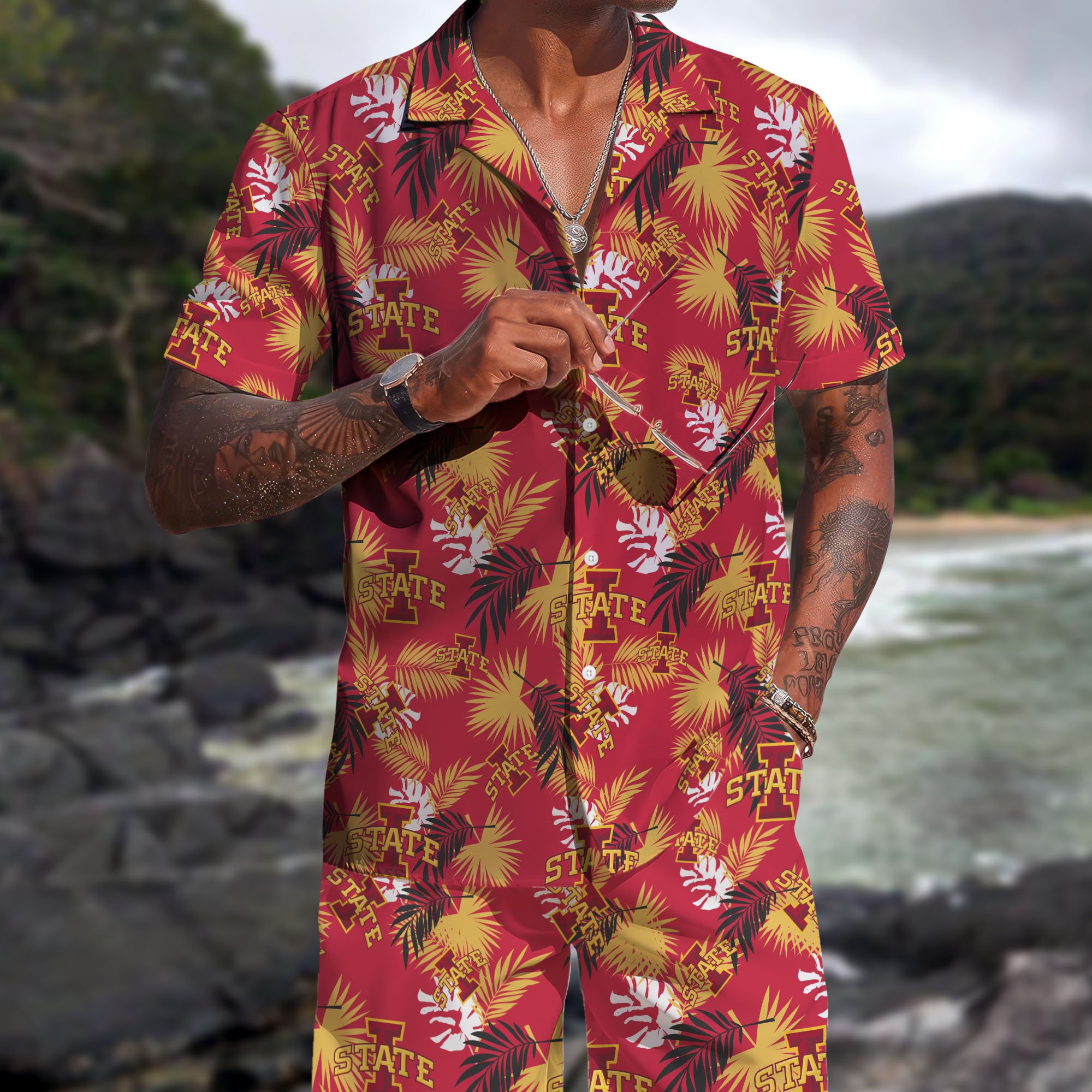 Iowa State Cyclones Hawaiian Shorts Set 2025 Version, Hawaiian Shirts, Sports Shorts, Gifts For Fan