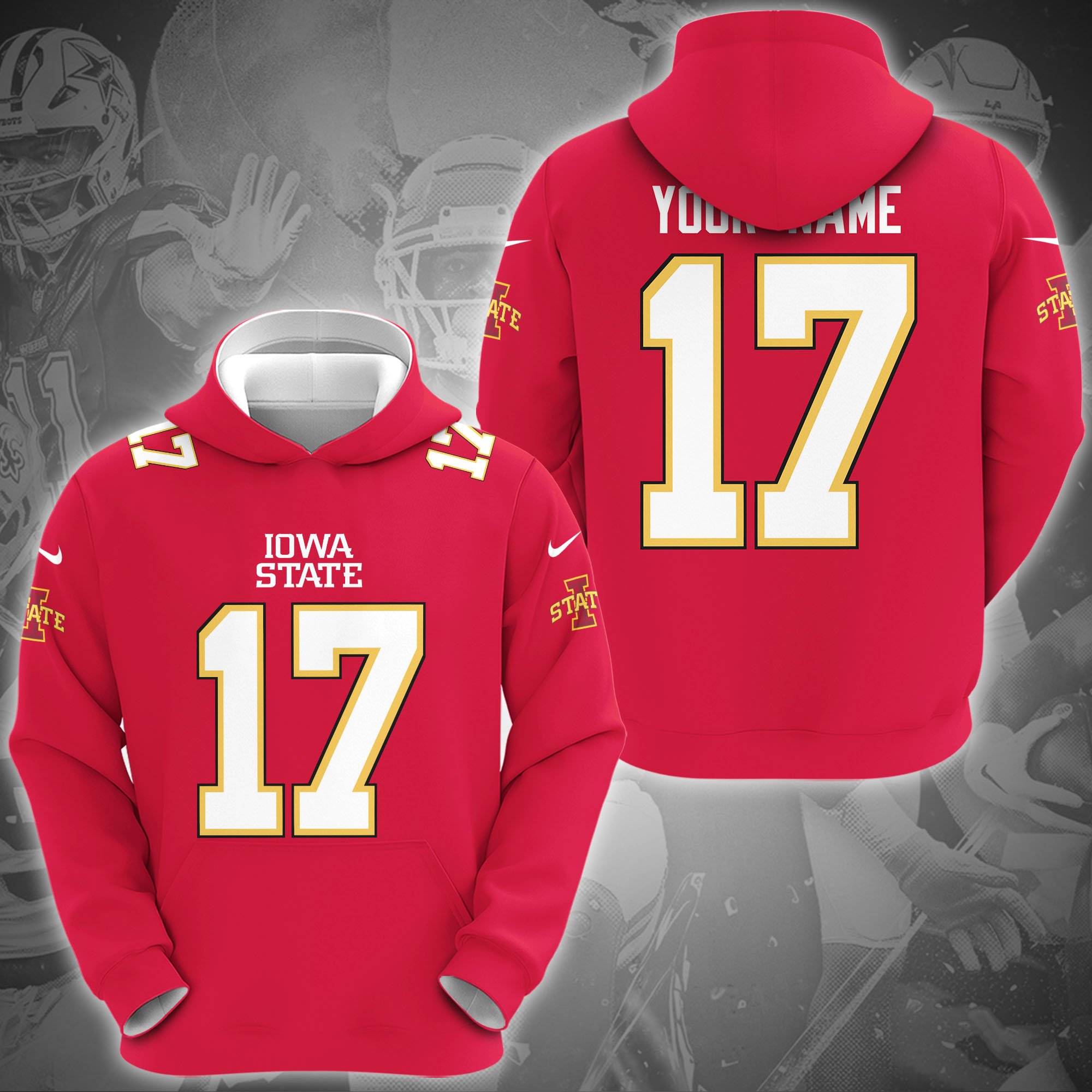 Iowa State Cyclones Hoodie Custom Name And Number, Sport Gifts For Fan