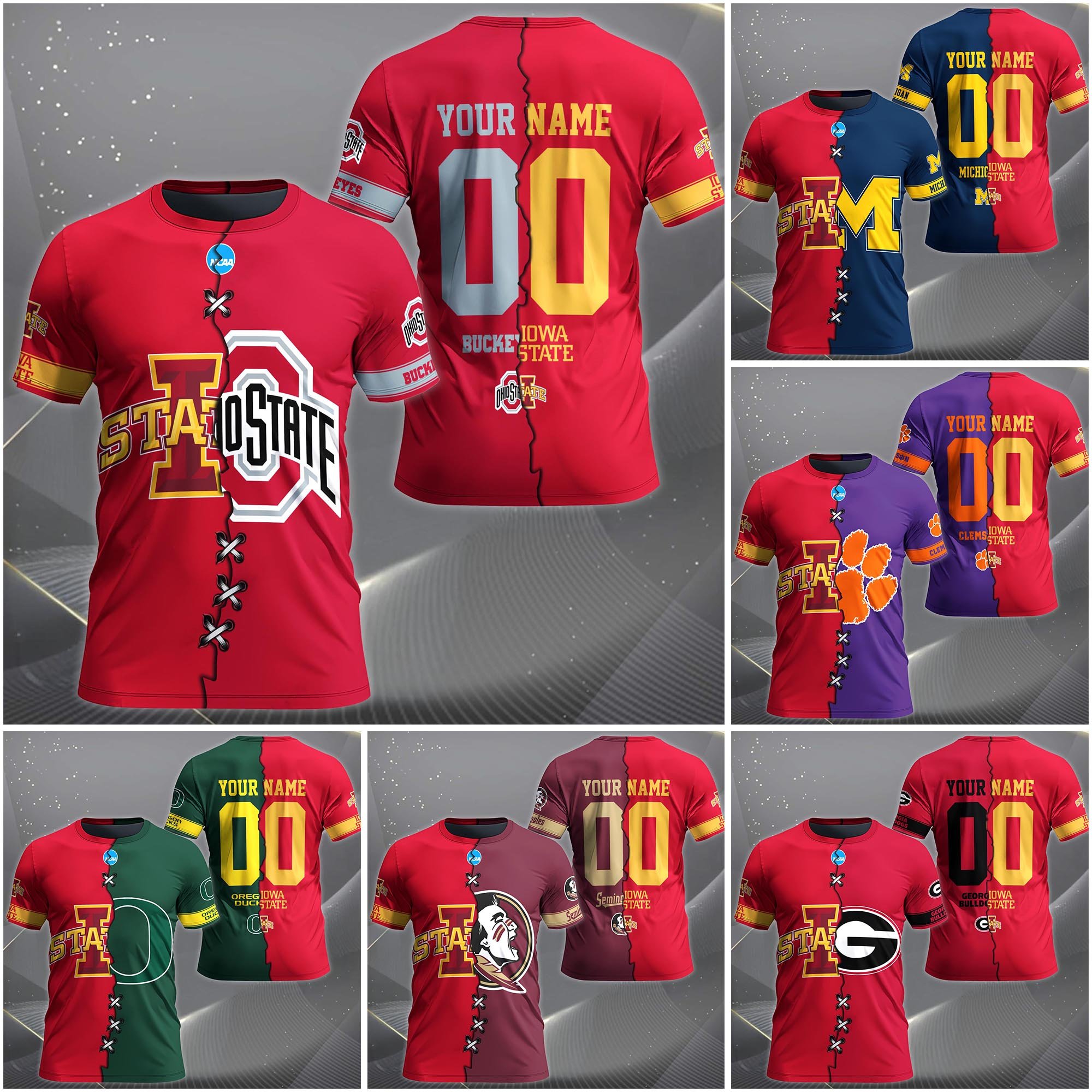 Iowa State Cyclones House Divided T-Shirt Custom Name 2025 Version, Year And Team, Sport Shirts For Fan