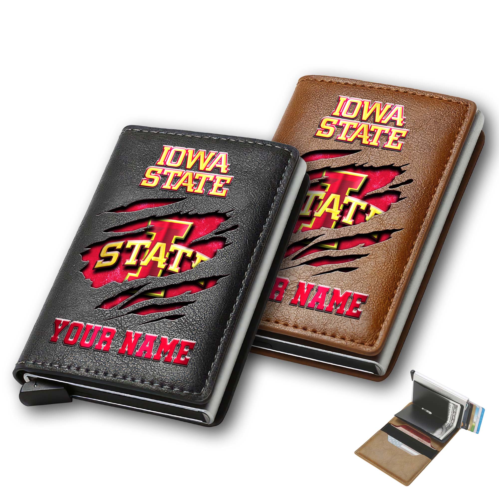 Iowa State Cyclones Men Wallet Custom Your Name, Football Team Men Wallet For Fans, Gifts For Football Lovers