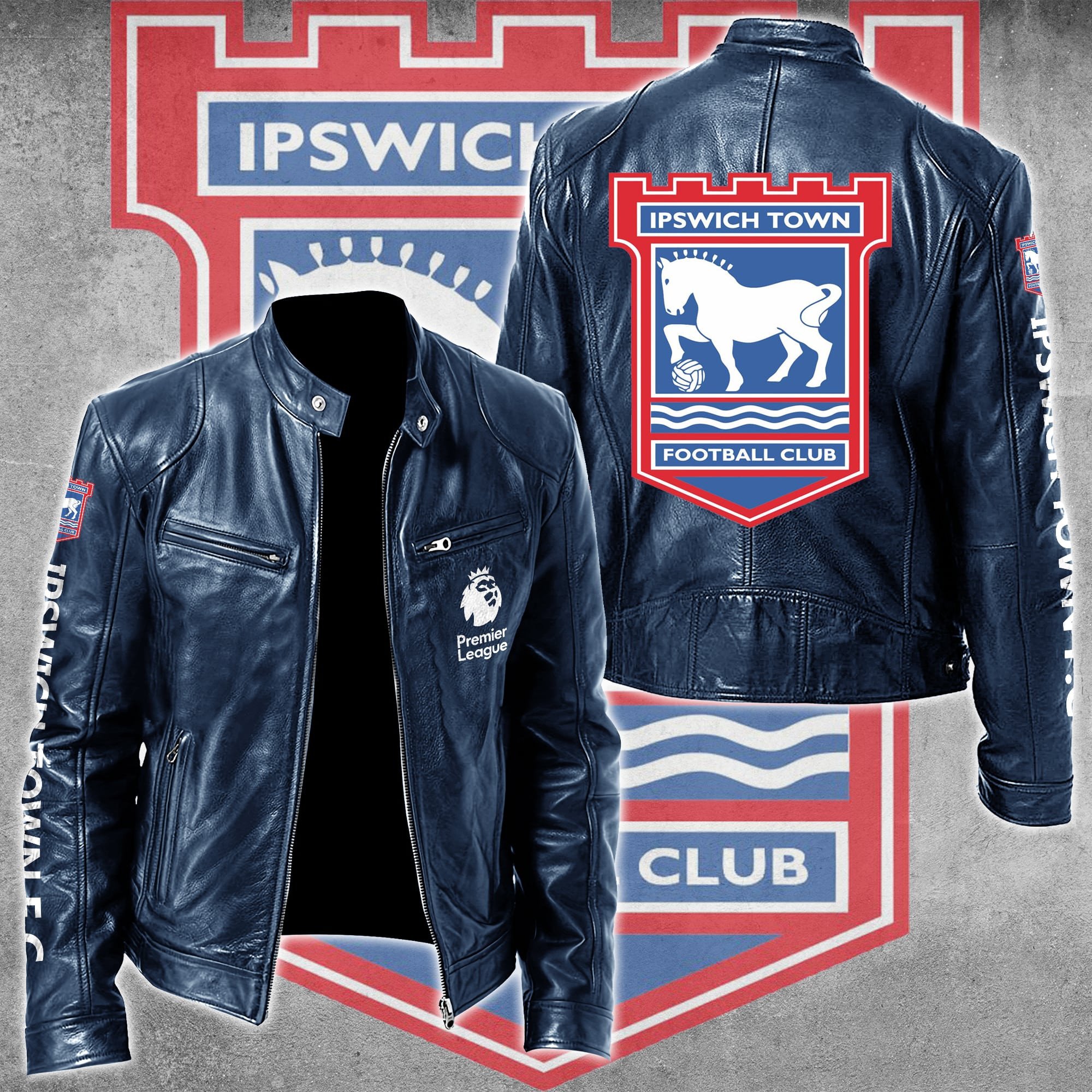 Ipswich Town FC Leather Bomber Jacket