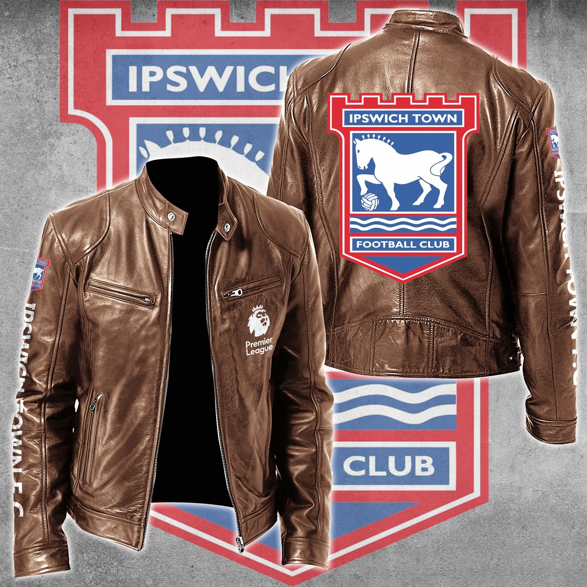Ipswich Town FC Leather Bomber Jacket
