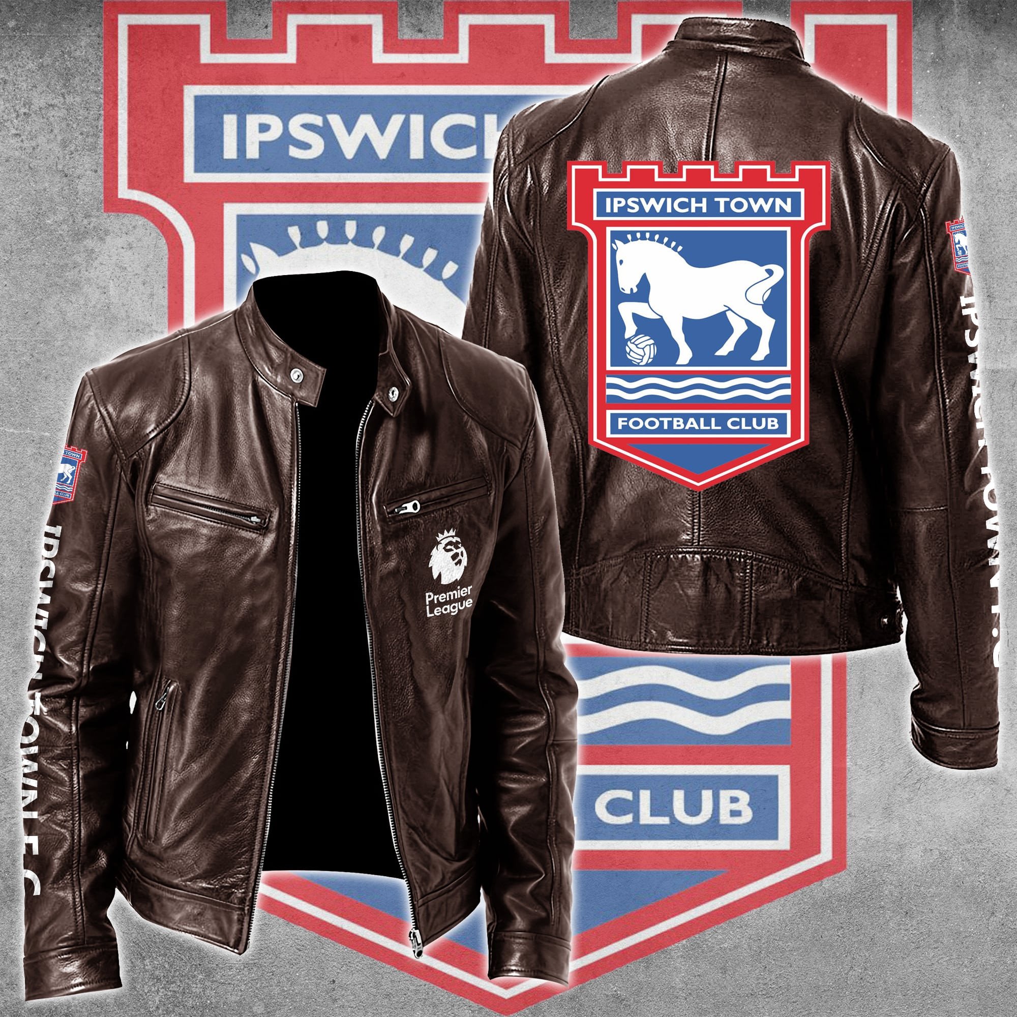 Ipswich Town FC Leather Bomber Jacket