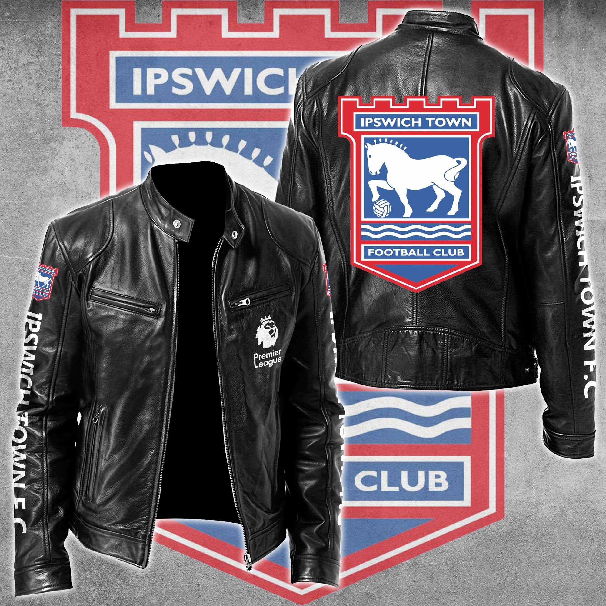 Ipswich Town FC Leather Bomber Jacket