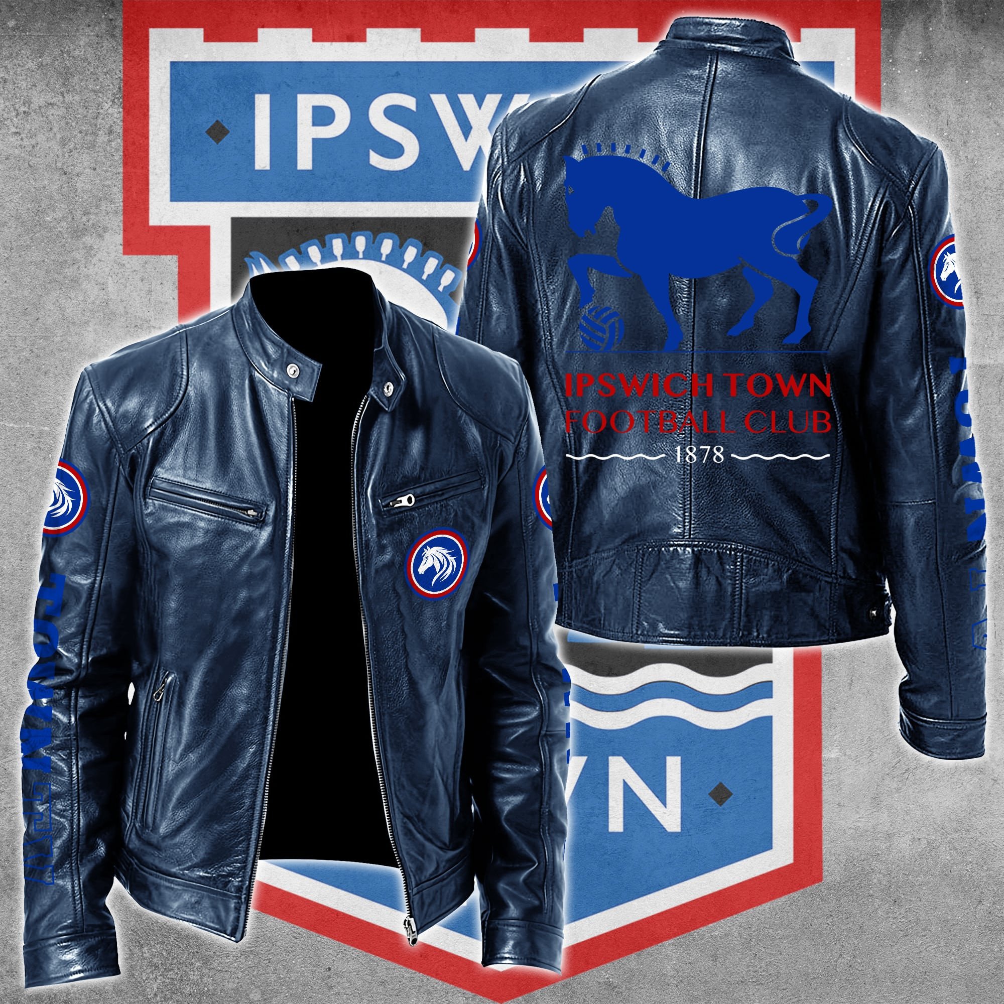 Ipswich Town FC Leather Bomber Jacket