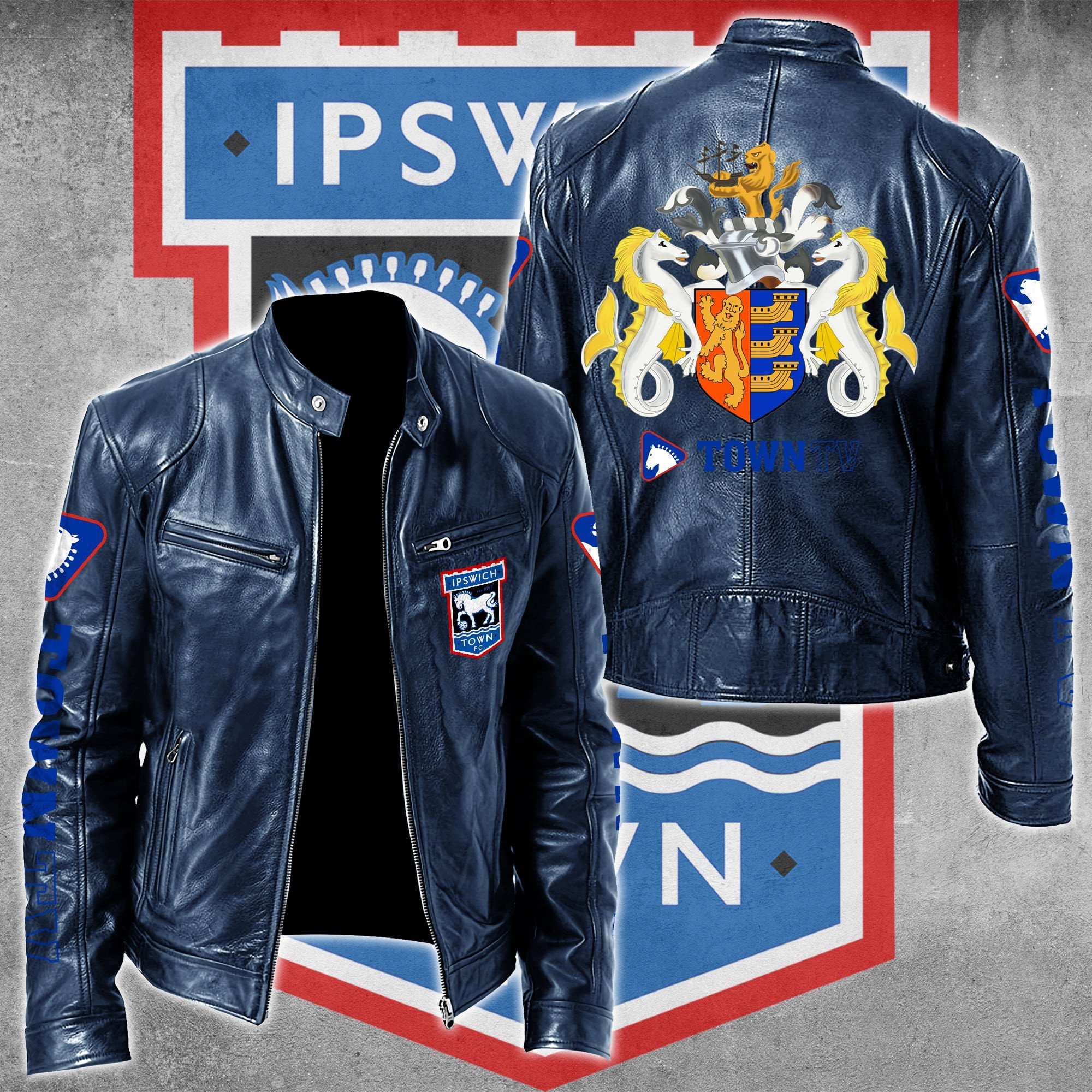 Ipswich Town FC Leather Bomber Jacket