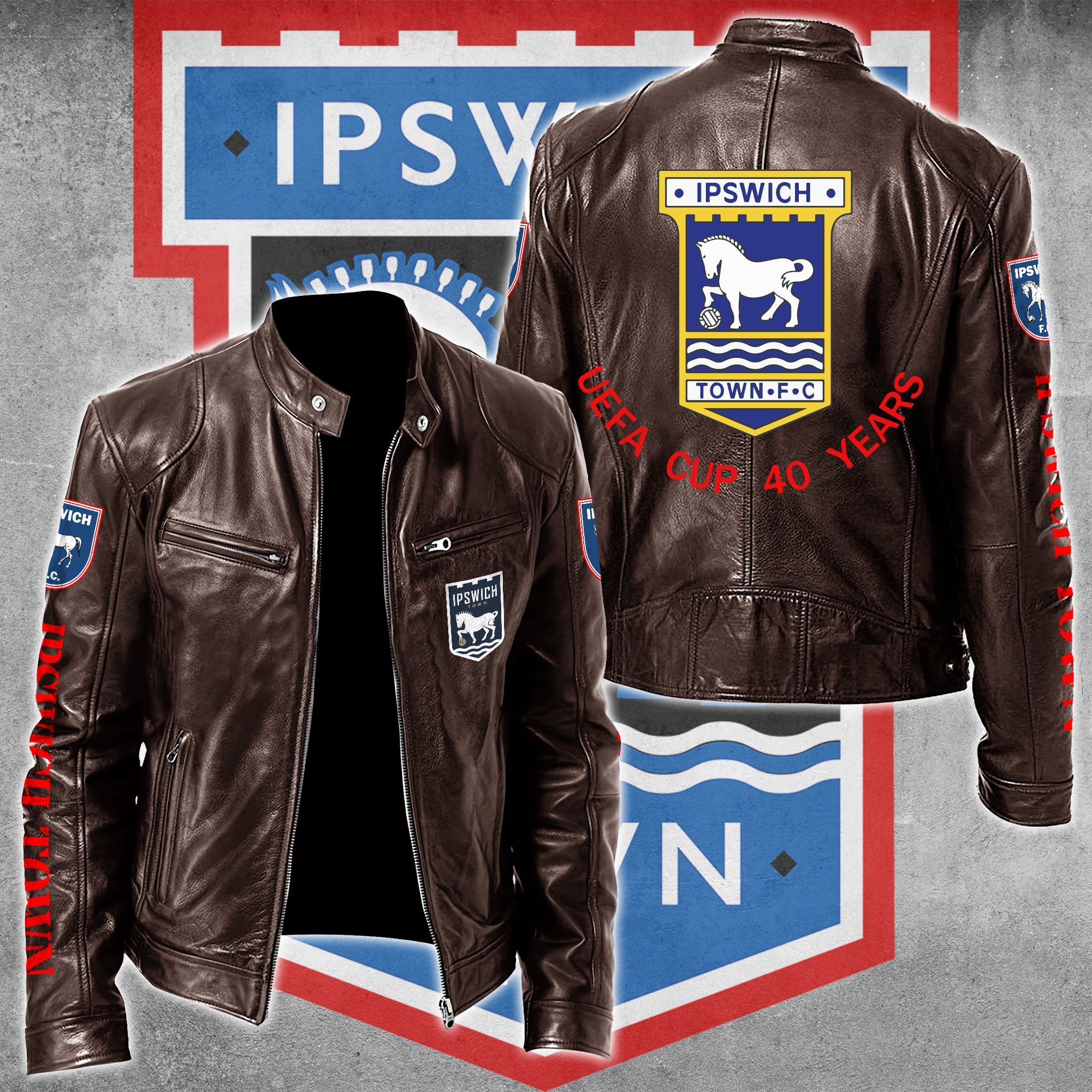 Ipswich Town FC Leather Bomber Jacket