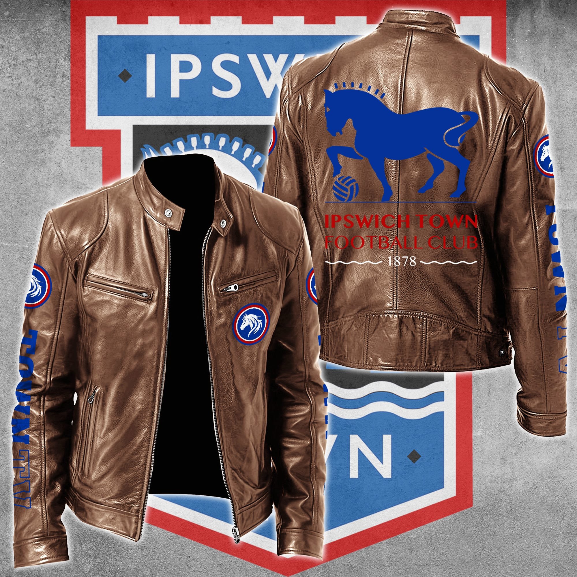 Ipswich Town FC Leather Bomber Jacket