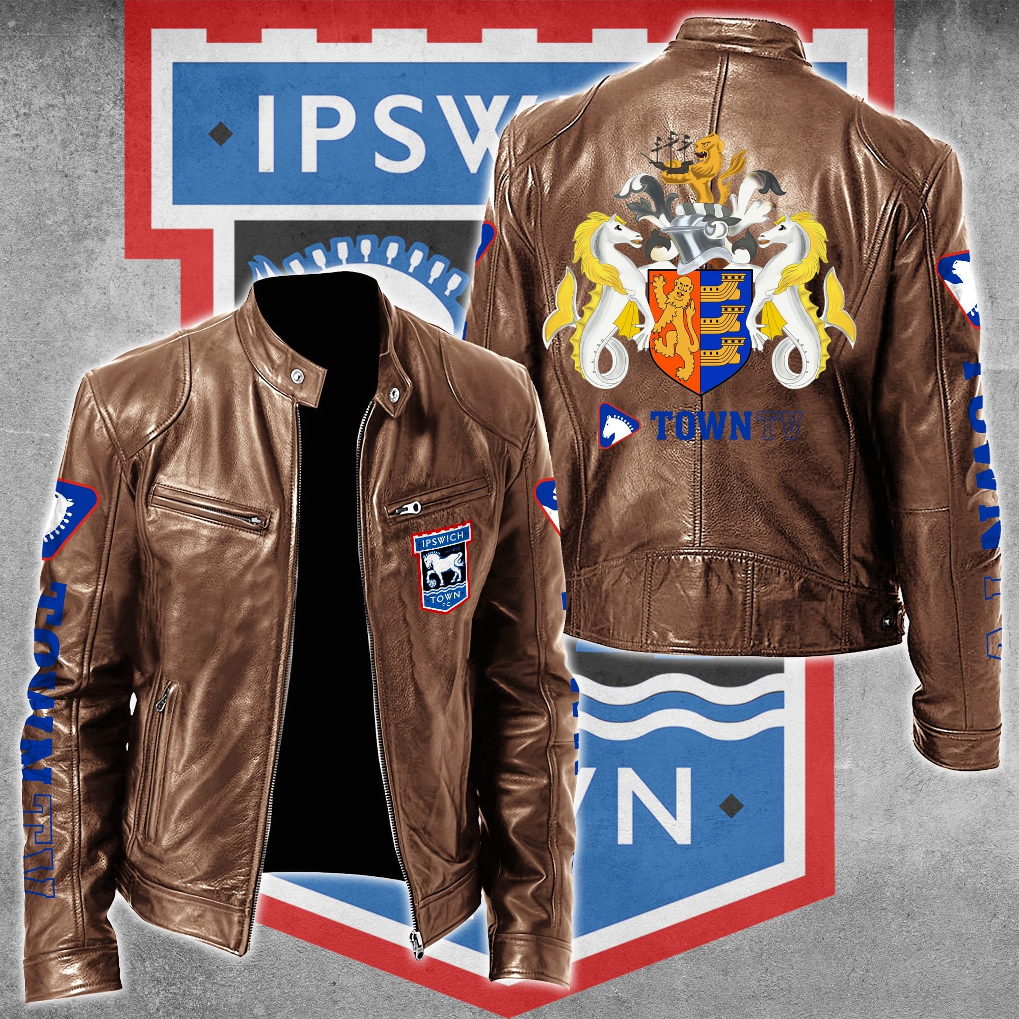 Ipswich Town FC Leather Bomber Jacket