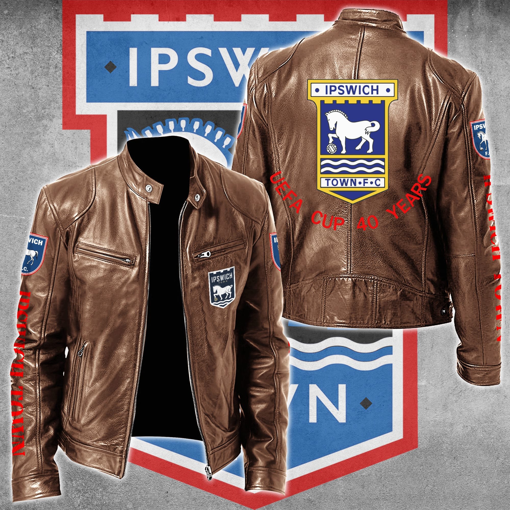 Ipswich Town FC Leather Bomber Jacket
