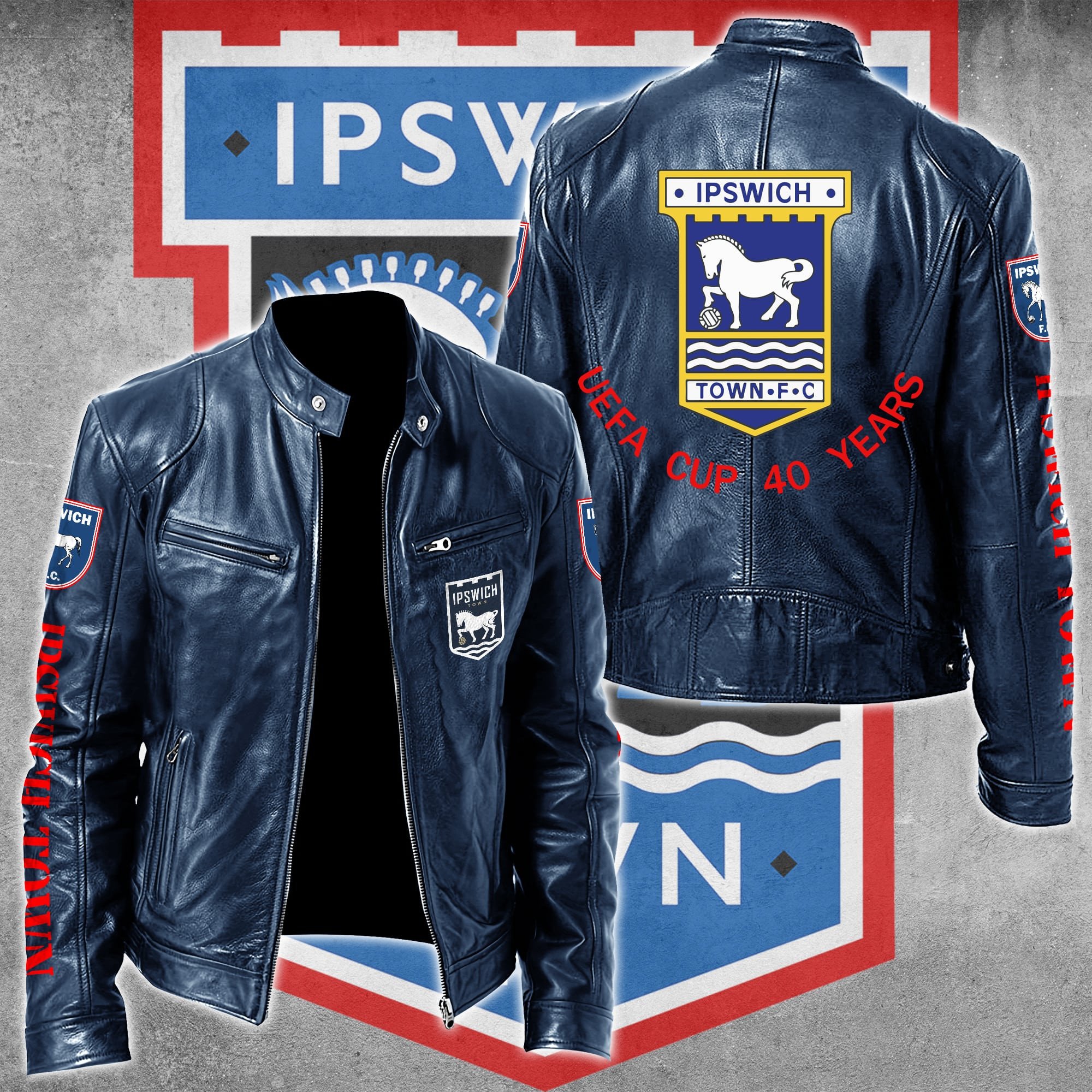 Ipswich Town FC Leather Bomber Jacket