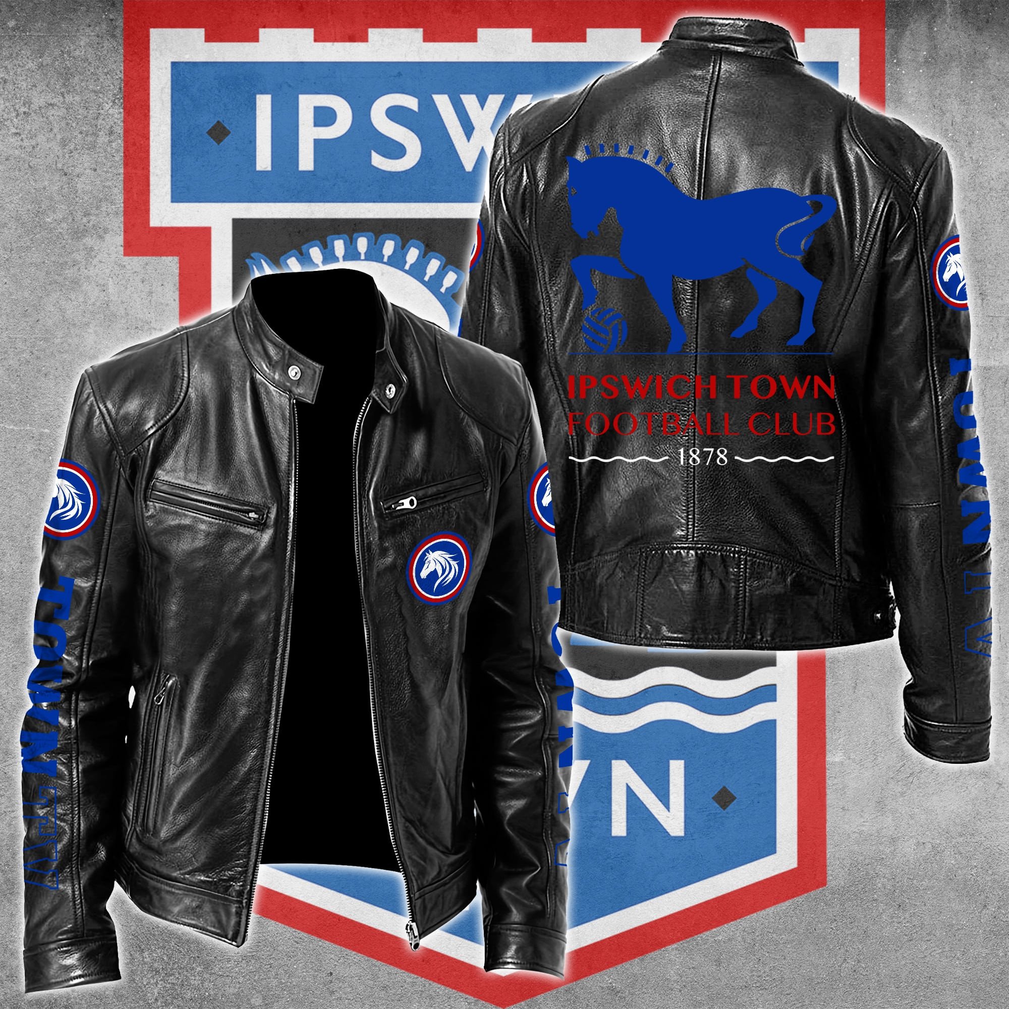 Ipswich Town FC Leather Bomber Jacket