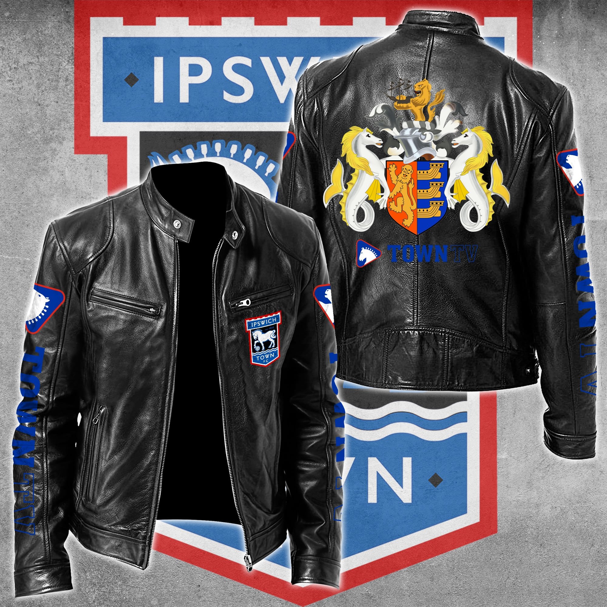 Ipswich Town FC Leather Bomber Jacket