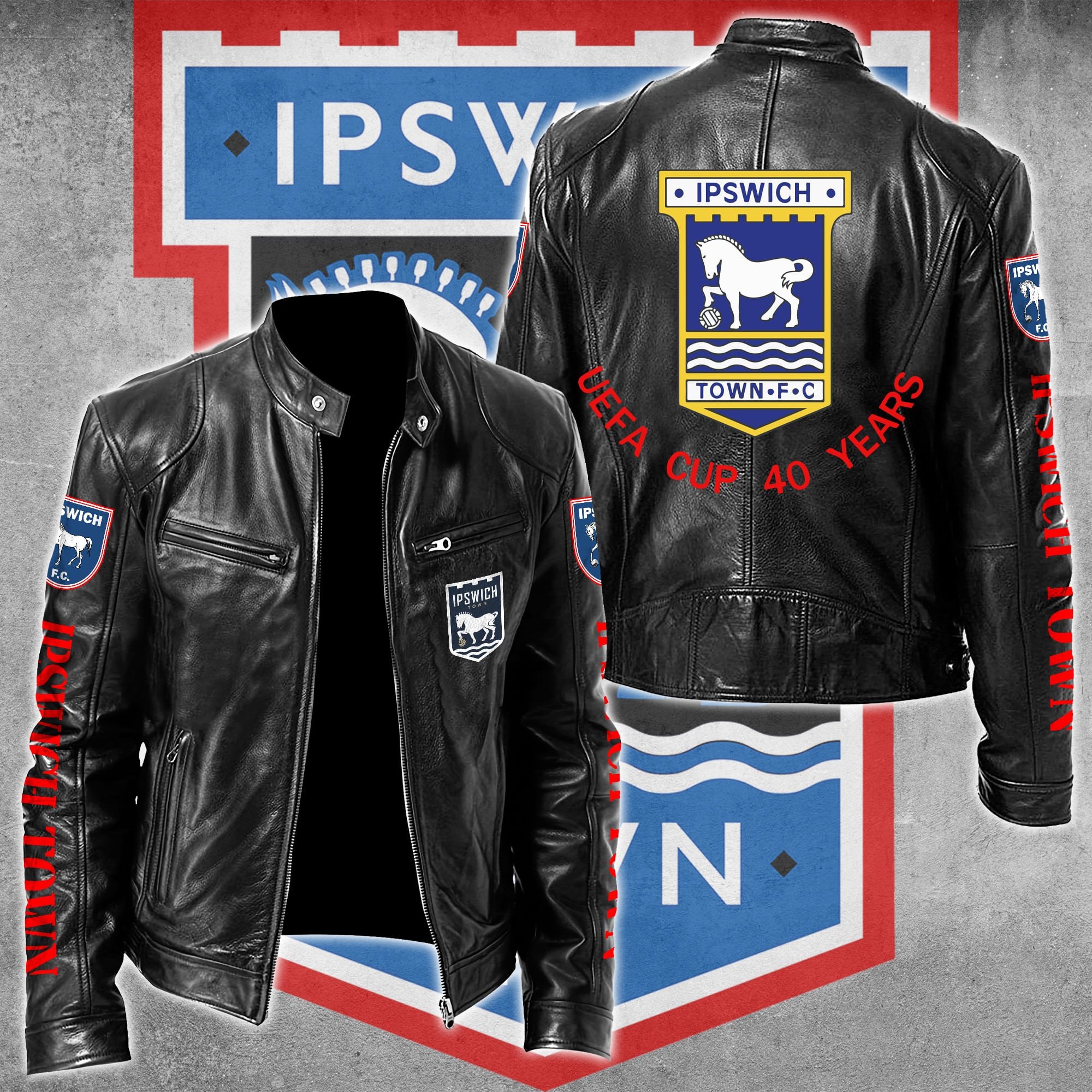 Ipswich Town FC Leather Bomber Jacket