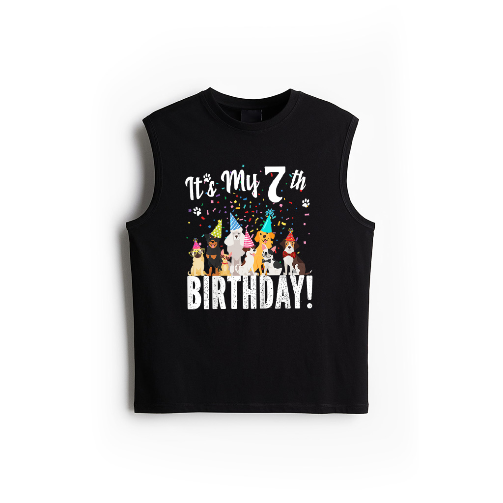 Its My 7Th Birthday Shirt Toddler Girl With Dogs Tank Top