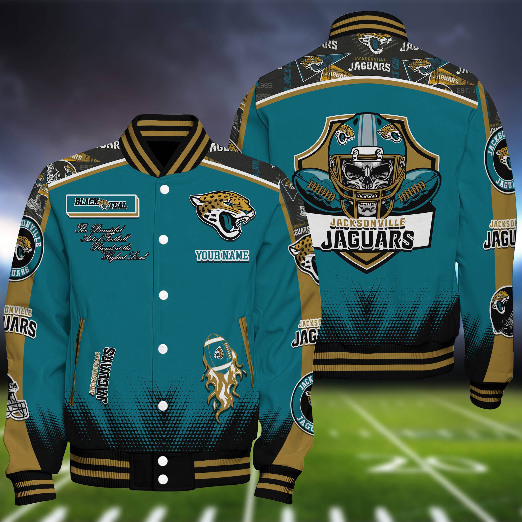 Jacksonville Jaguars Baseball Jacket Personalized Your Name, Jackets For Sport Fans 