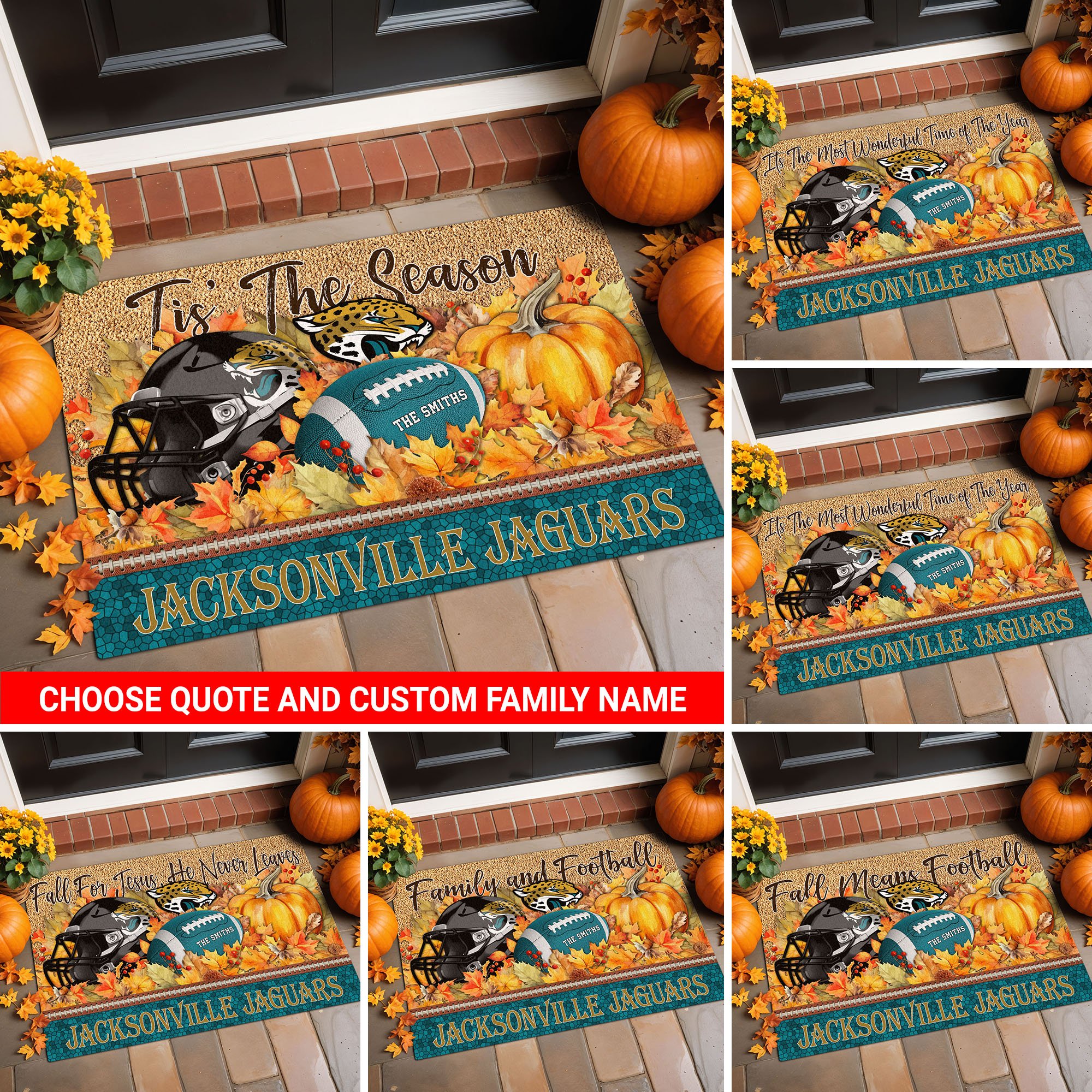 Jacksonville Jaguars Doormat Custom Your Family Name And Choose Your Quotes, Sport Doormat, Sport Gifts For Fan
