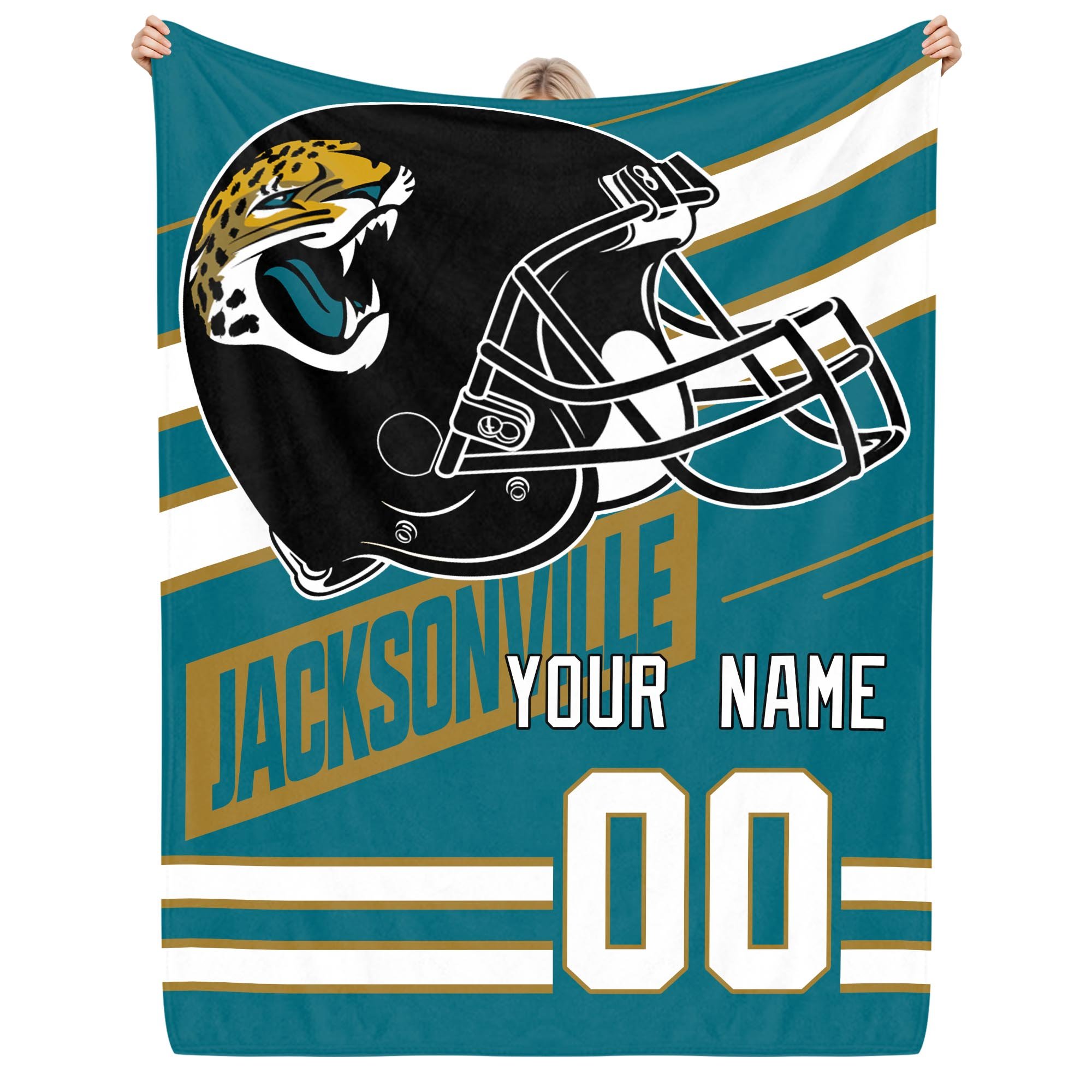 Jacksonville Jaguars Fleece Blanket Custom Name And Number, Sport Blanket For Fans