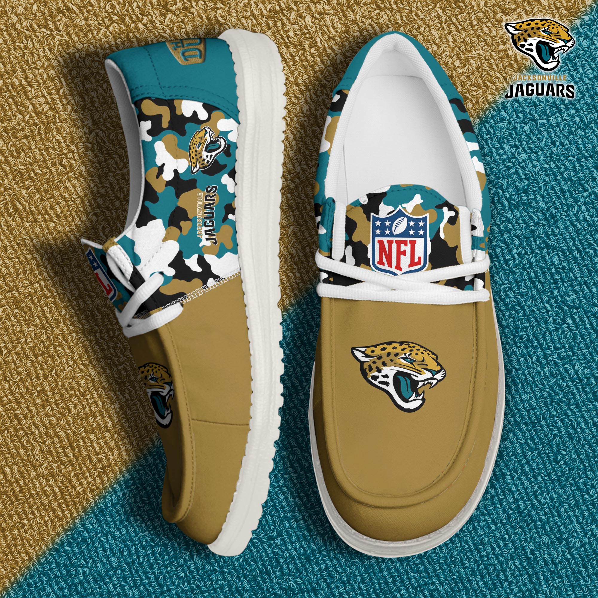 Jacksonville Jaguars Football Hey Dude Canvas Loafer Shoes Custom Your Name, Sport Shoes For Fan, Fan Gifts