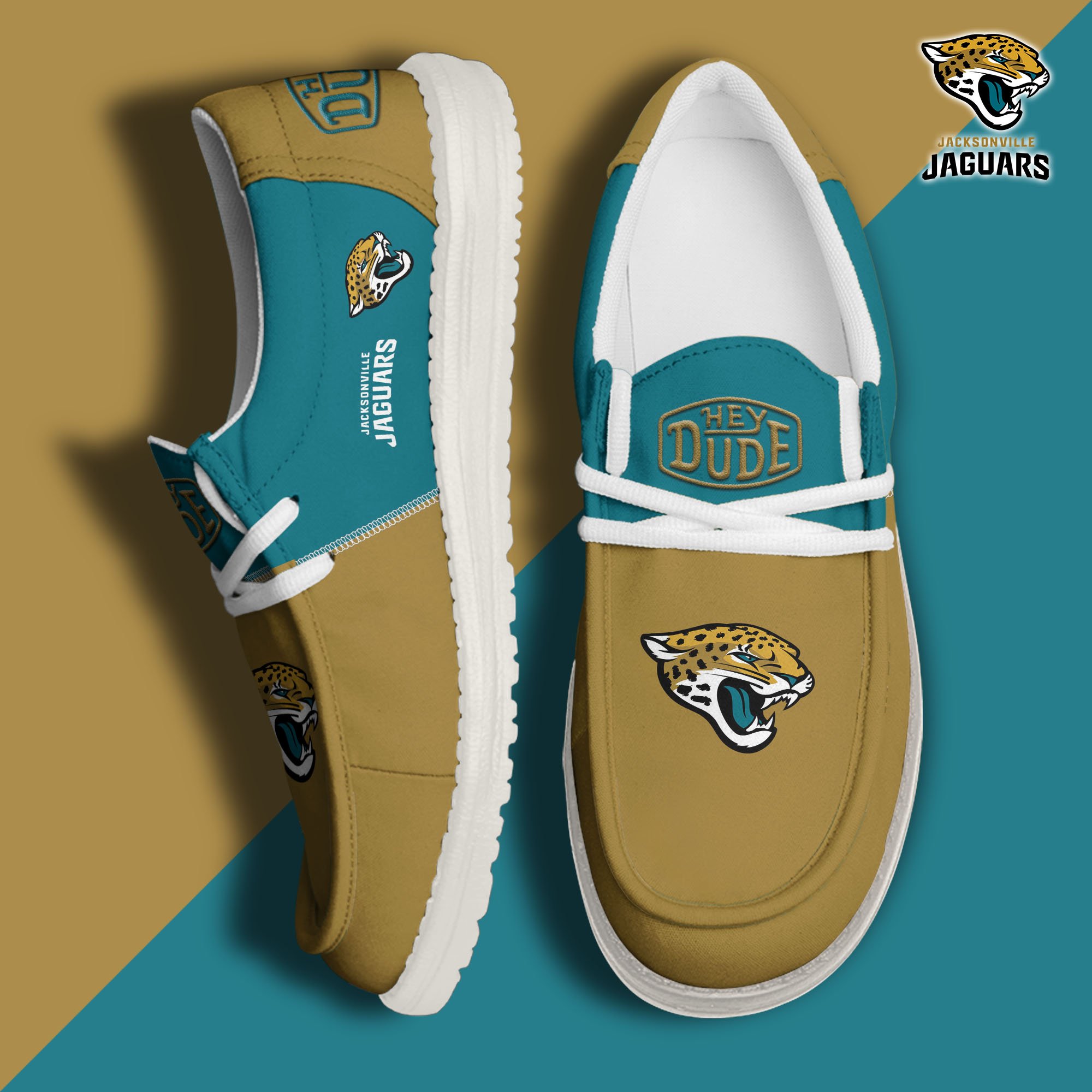Jacksonville Jaguars Football Hey Dude Canvas Loafer Shoes Custom Your Name, Sport Shoes For Fan, Fan Gifts