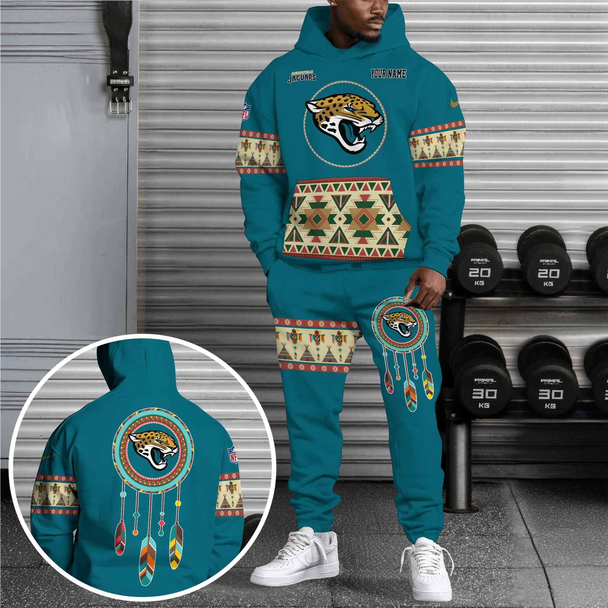 Jacksonville Jaguars Hoodie Sweatpants Set Custom Your Name, Sport Hoodie Sweatpants Set, Sport Gifts For Fan
