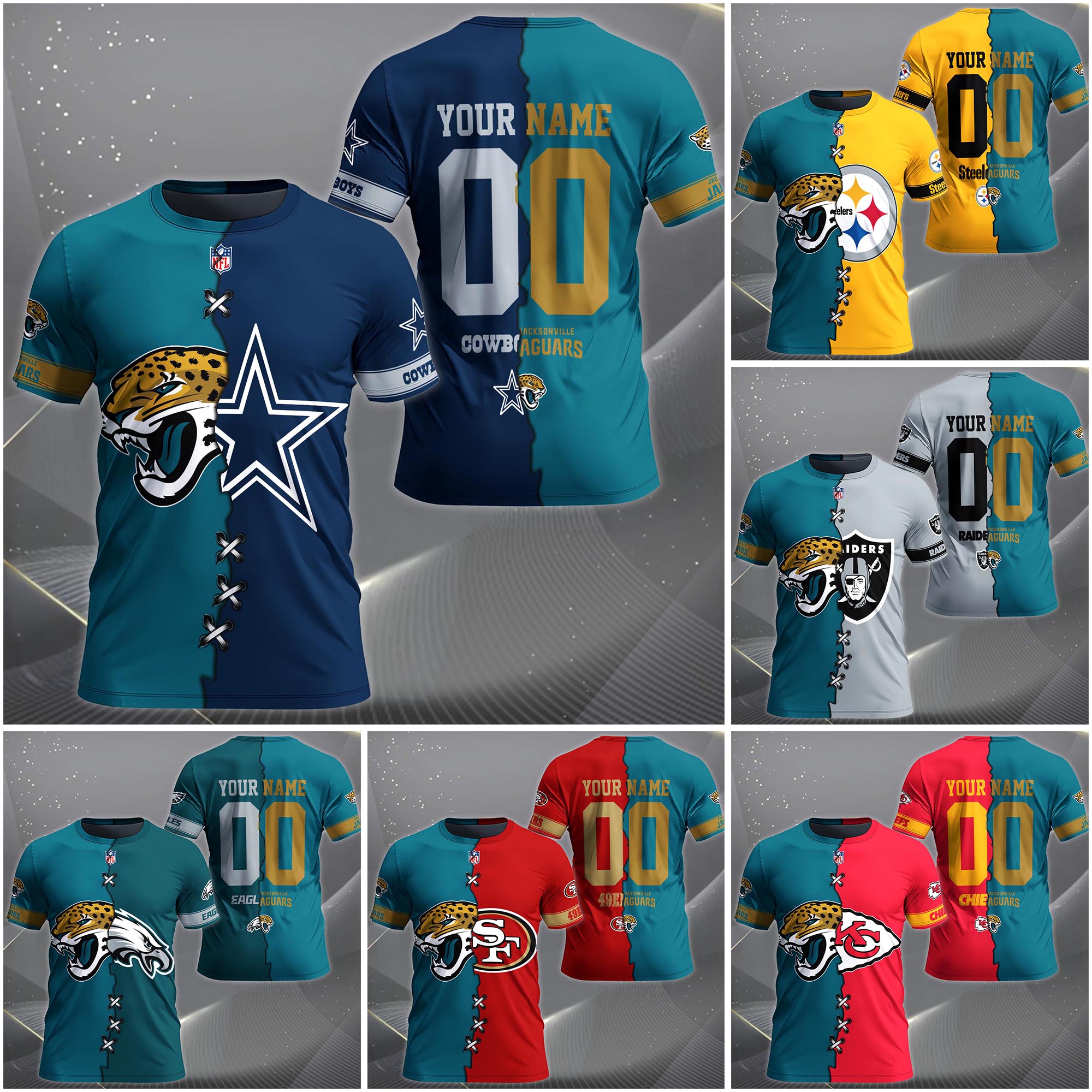 Jacksonville Jaguars House Divided T-Shirt Custom Name 2025 Version, Number And Team, Sport Shirts For Fan