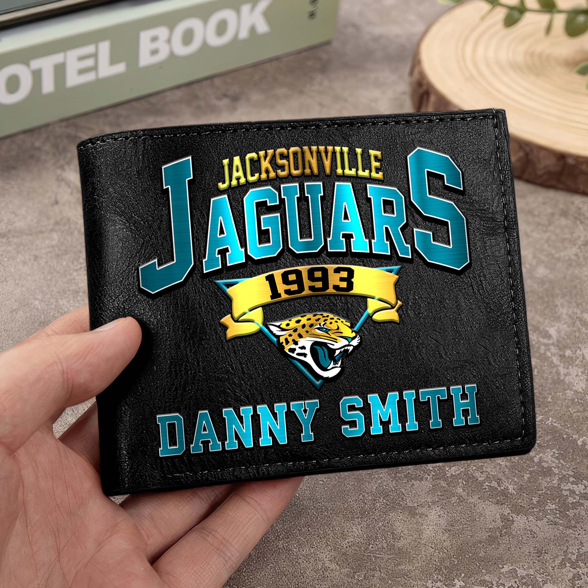 Jacksonville Jaguars Men Wallet Custom Your Name, Football Team Men Wallet For Fans, Gifts For Football Lovers