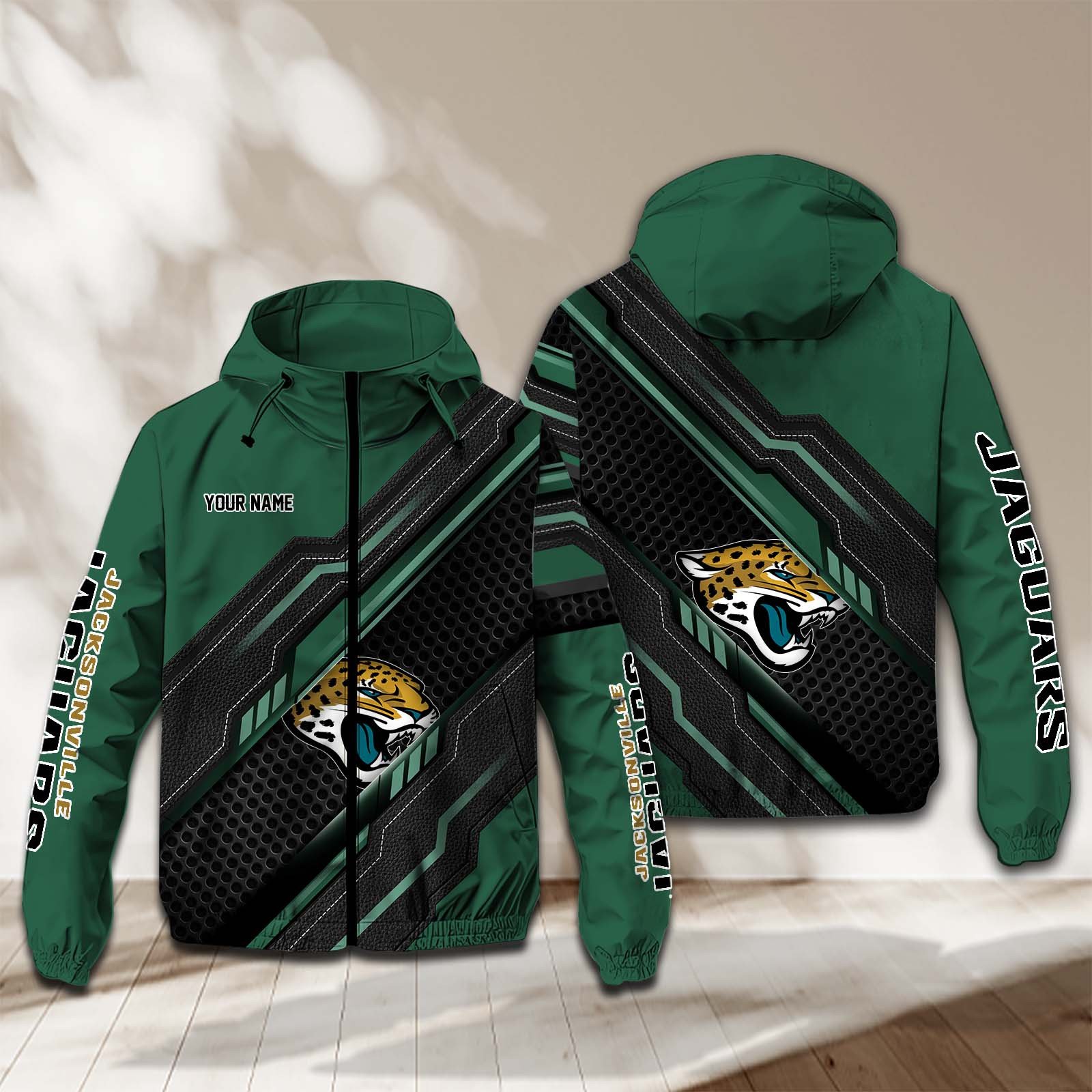 Jacksonville Jaguars NFL Personalized Windbreaker Jacket For Fan