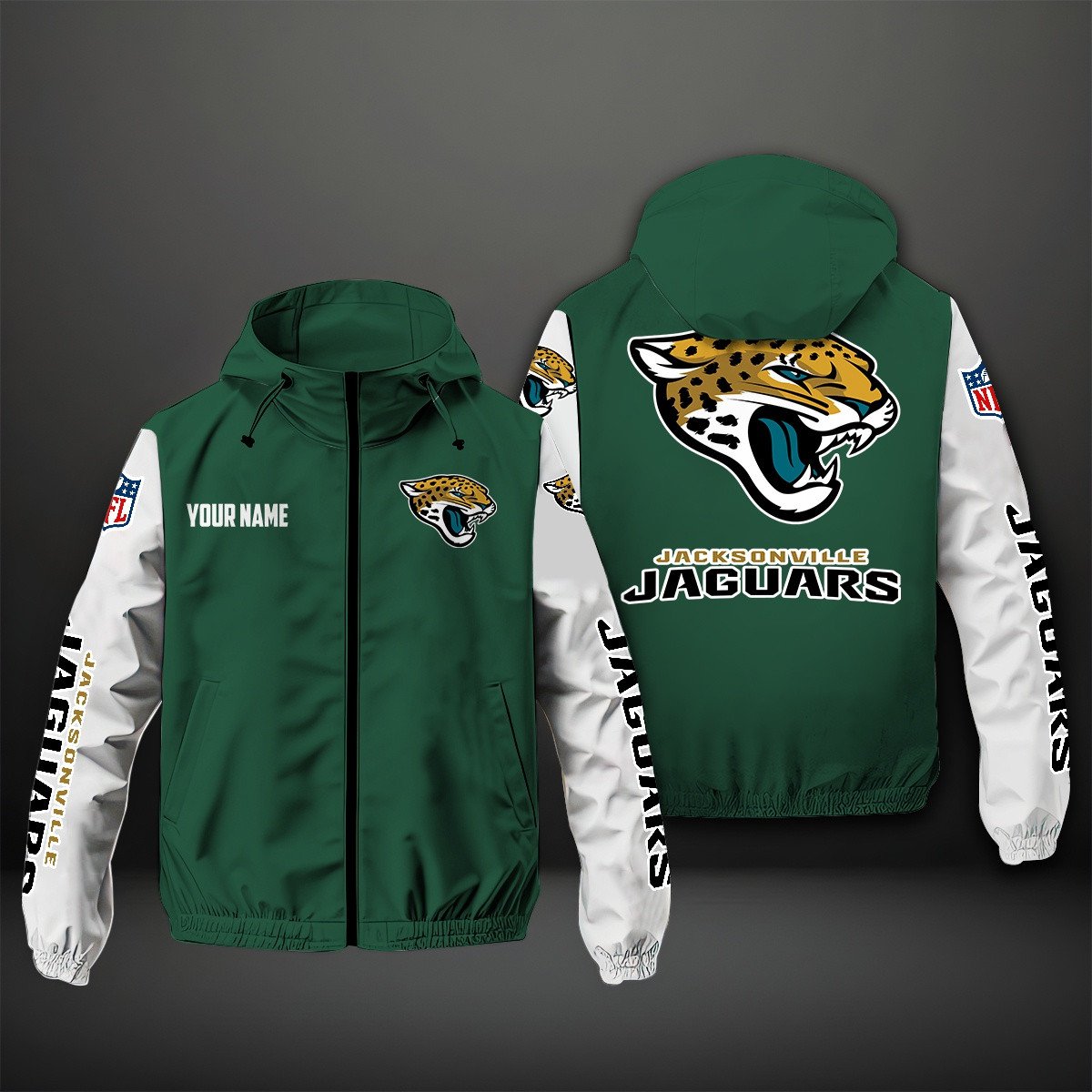 Jacksonville Jaguars NFL Personalized Windbreaker Jacket For Fan