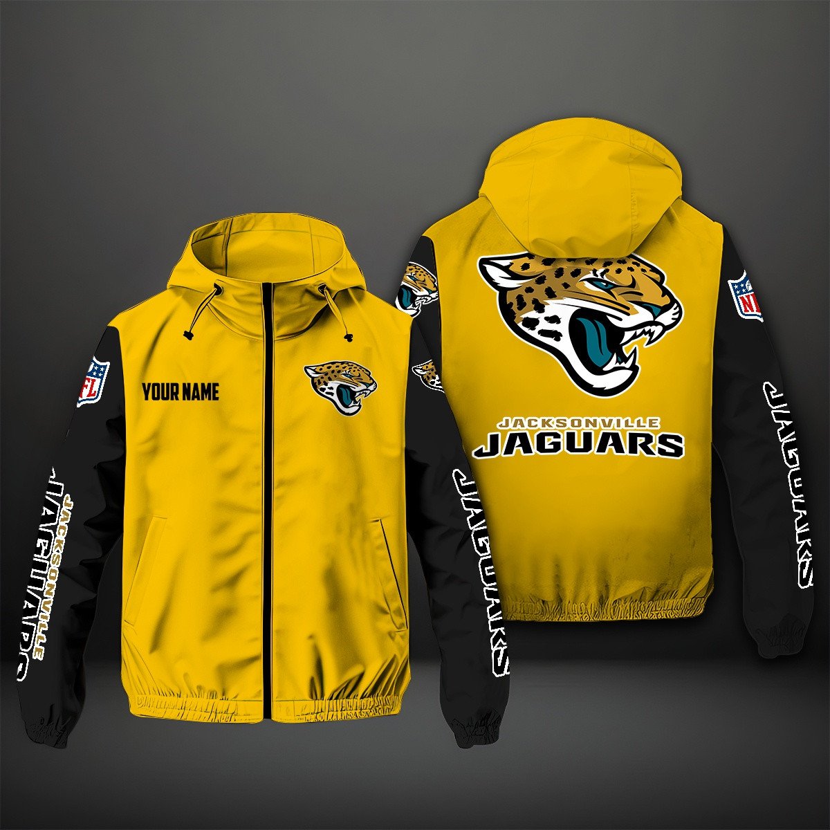 Jacksonville Jaguars NFL Personalized Windbreaker Jacket For Fan