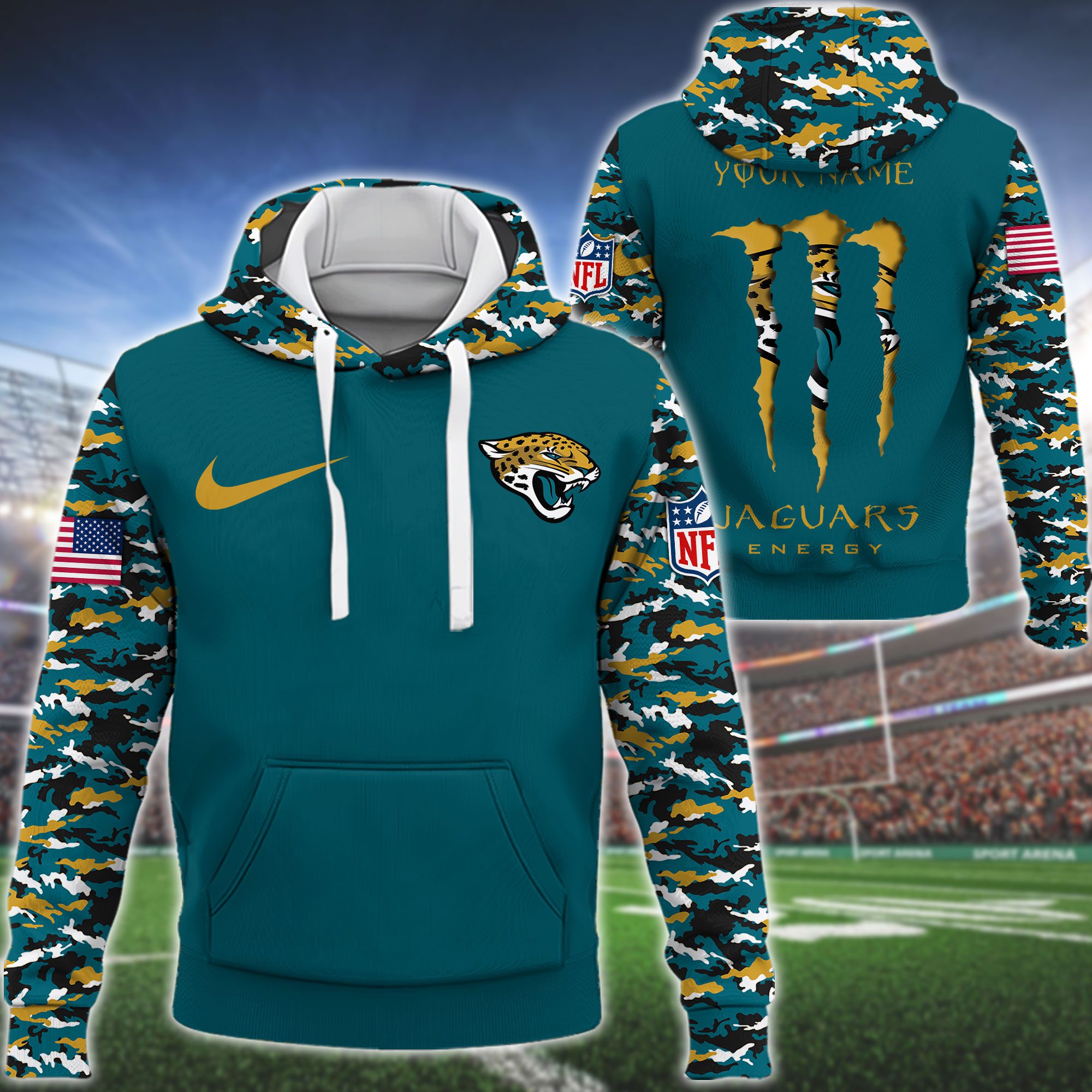 Jacksonville Jaguars NFL Swoosh Camo Pullover Hoodie GHW3051