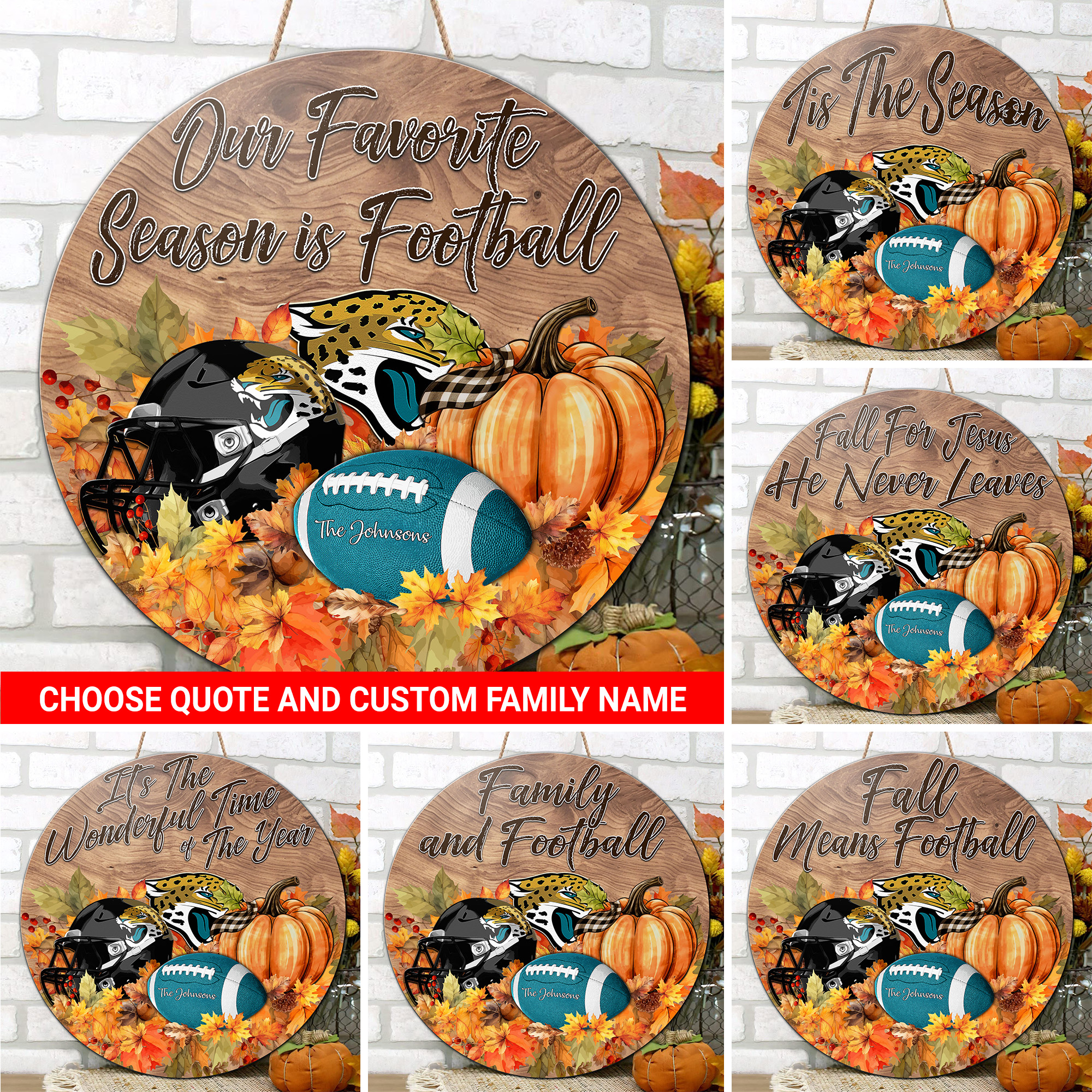 Jacksonville Jaguars Shape Wooden Sign Custom Your Family Name And Choose Your Quotes, Sport Sign